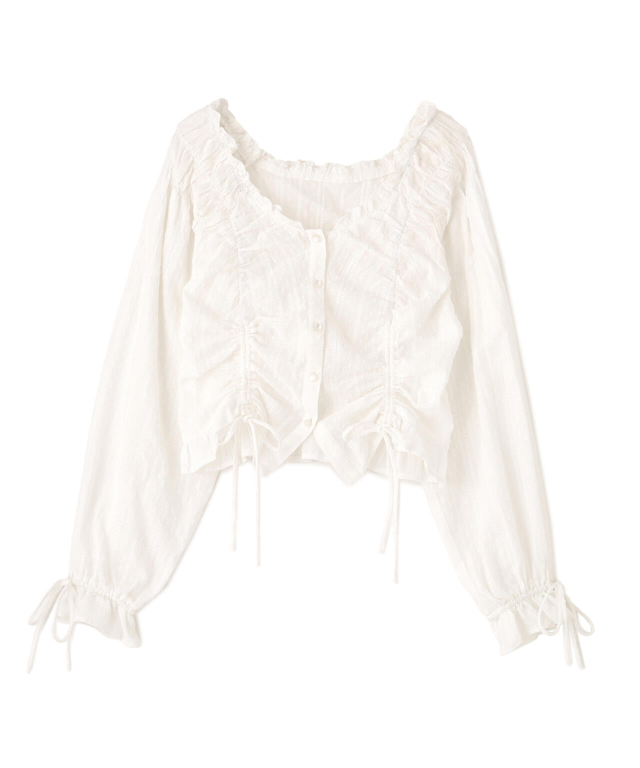 ドロストリボン長袖ブラウス