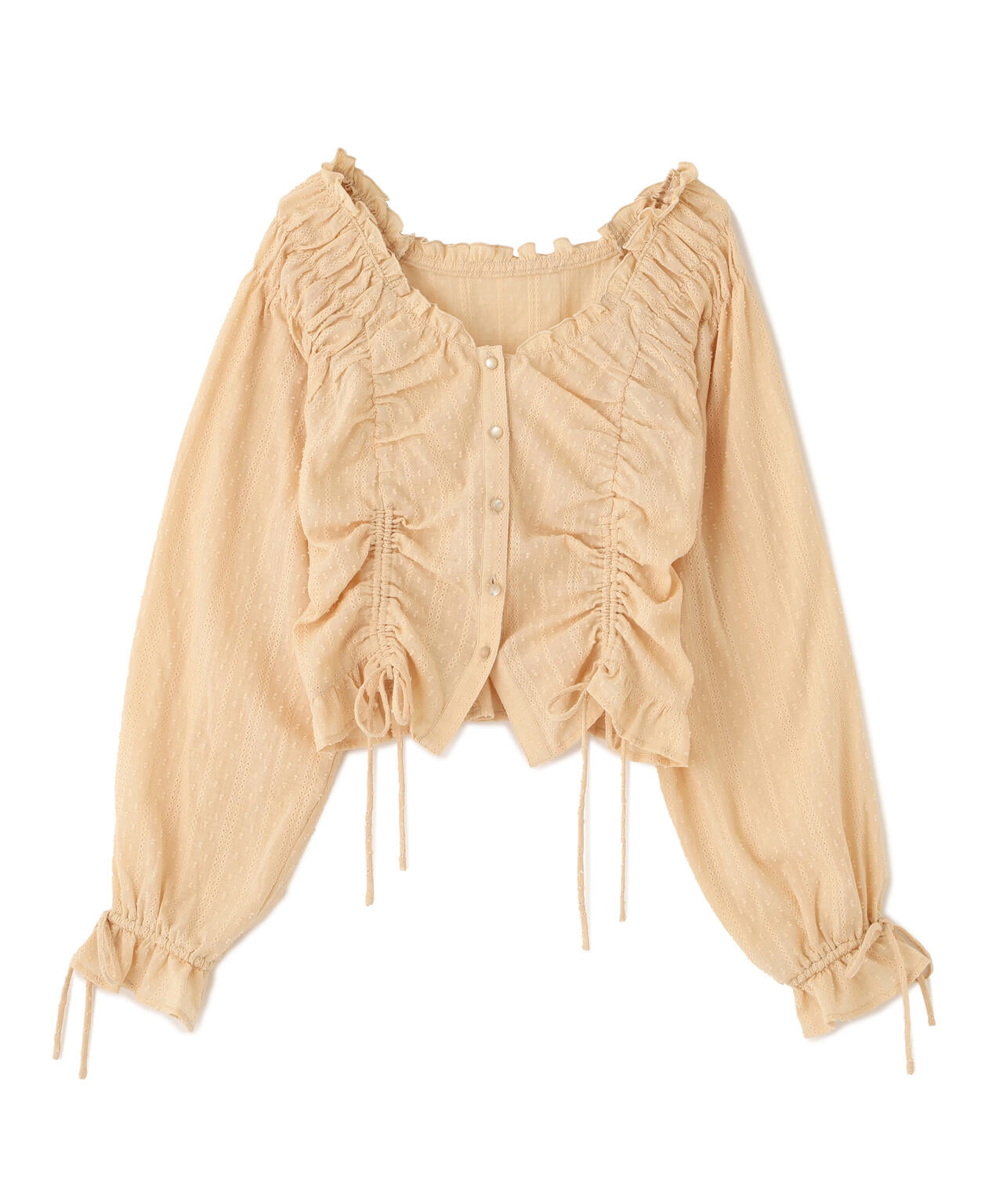 ドロストリボン長袖ブラウス