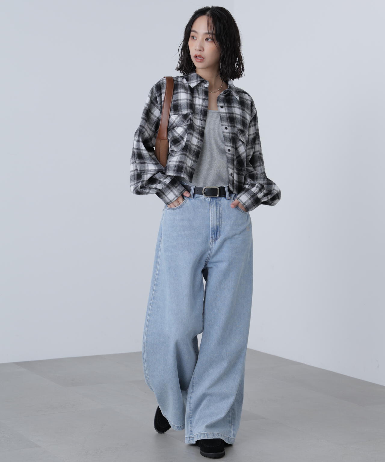 ビッグポケットショート丈シャツ