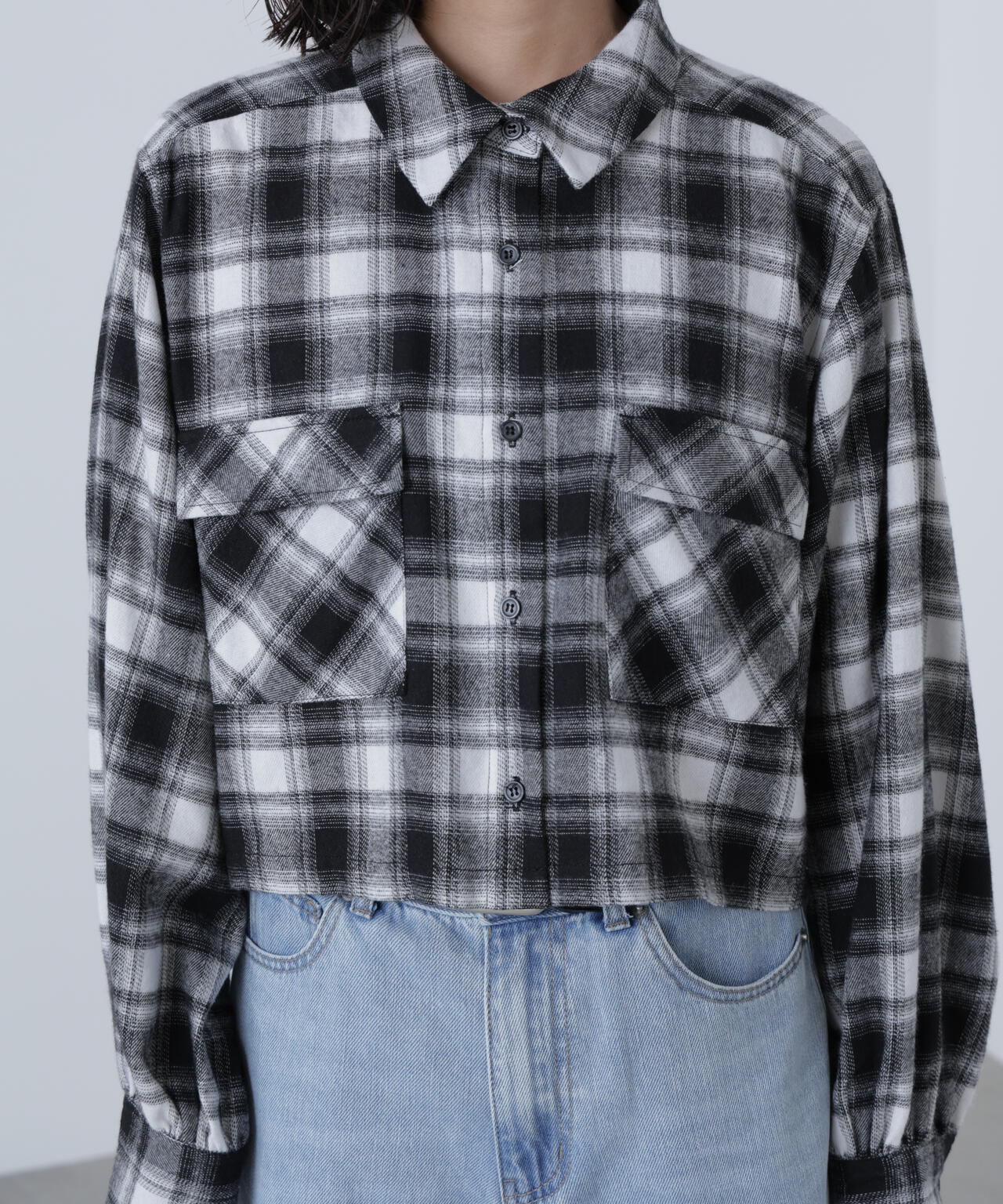 ビッグポケットショート丈シャツ