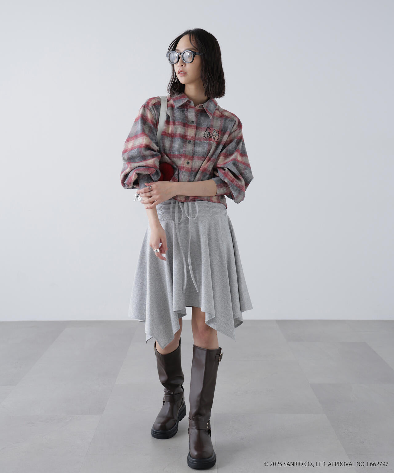 【HELLO KITTY】サンリオキャラクターズコラボ CHECK SHIRT チェックシャツ