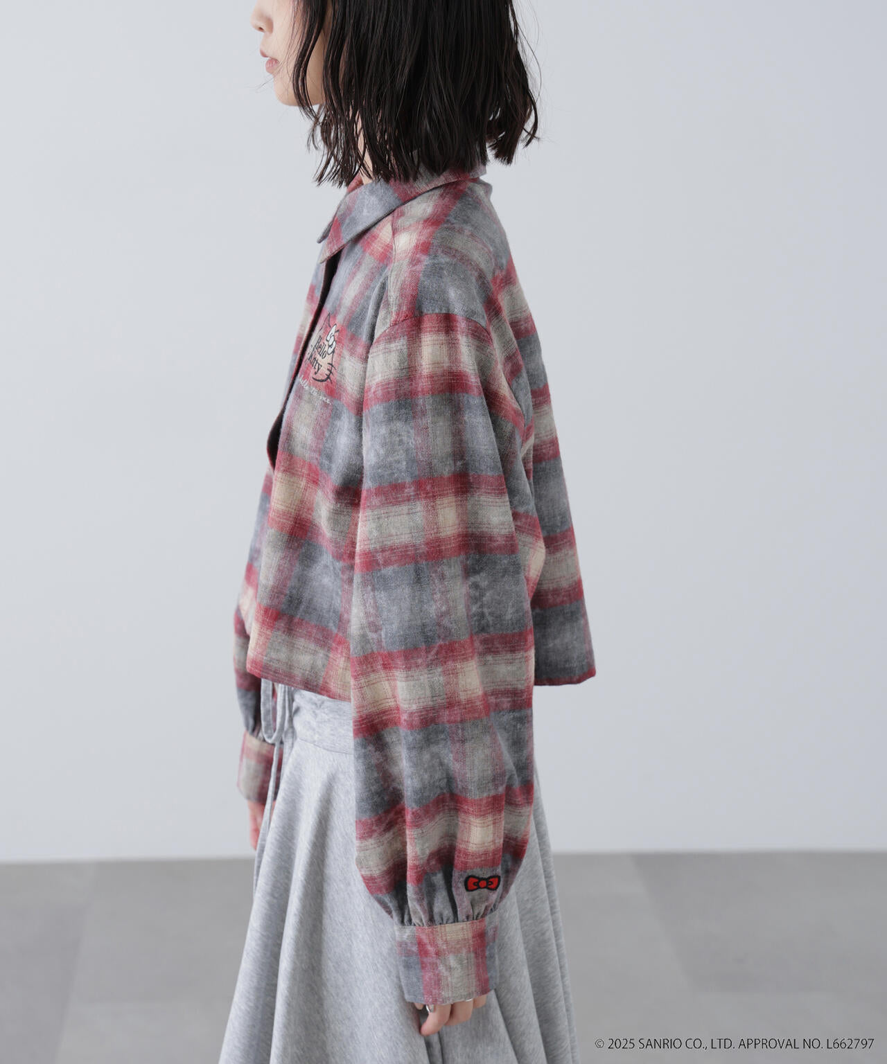 【HELLO KITTY】サンリオキャラクターズコラボ CHECK SHIRT チェックシャツ