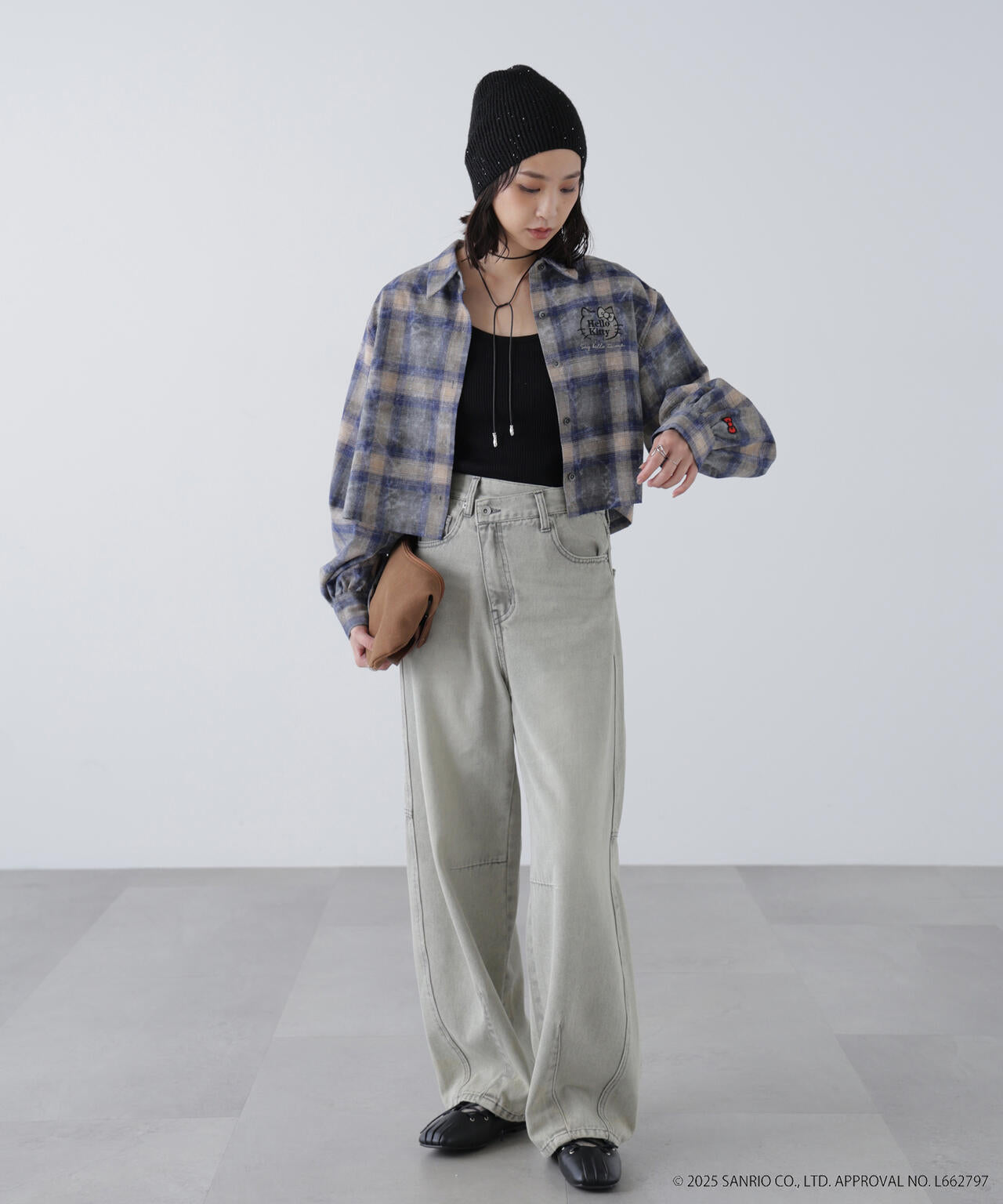 【HELLO KITTY】サンリオキャラクターズコラボ CHECK SHIRT チェックシャツ
