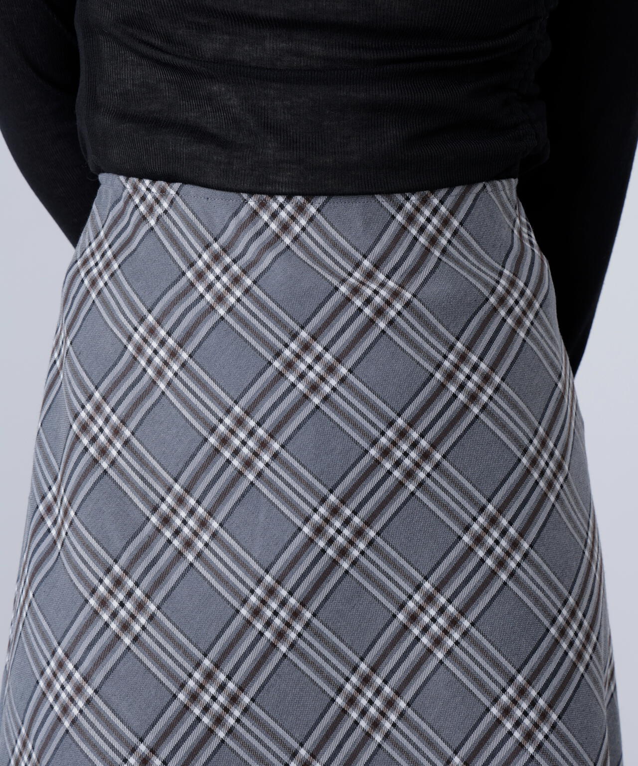 バイアスミディチェックスカート