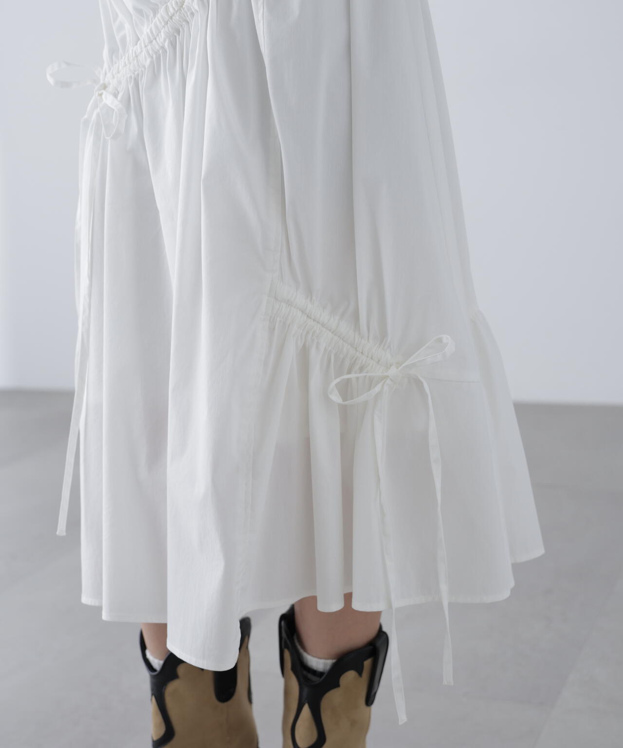 アシメドロストリボンミディスカート