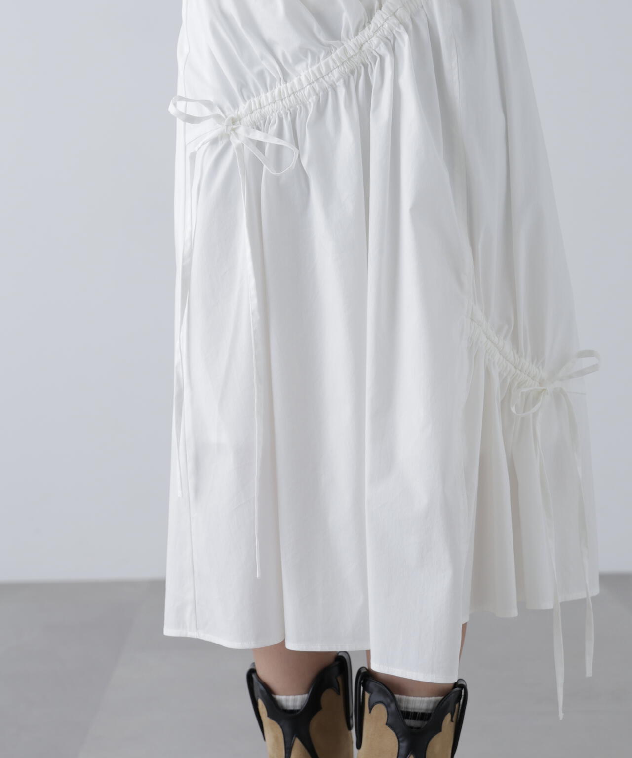 アシメドロストリボンミディスカート