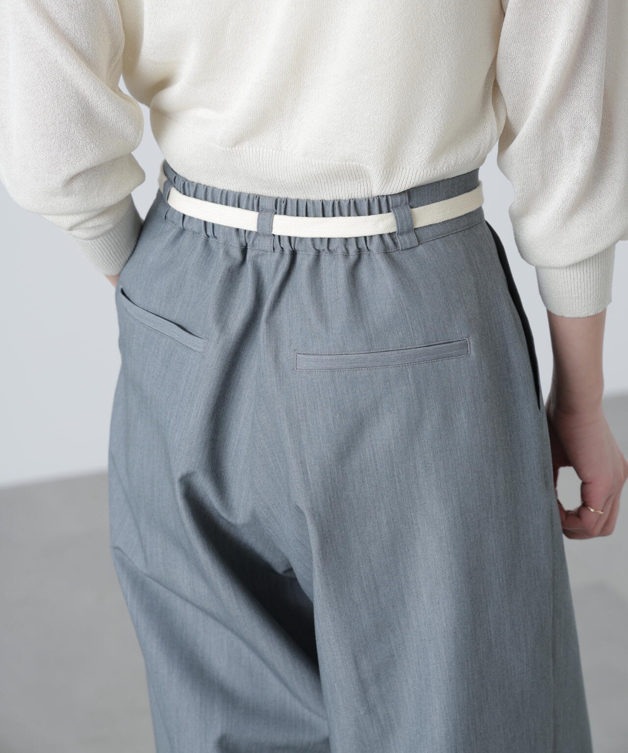 杉綾リボンベルトワイドパンツ