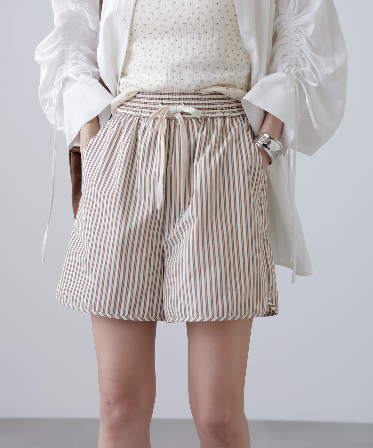 〈セットアップ対応〉ストライプショートパンツ