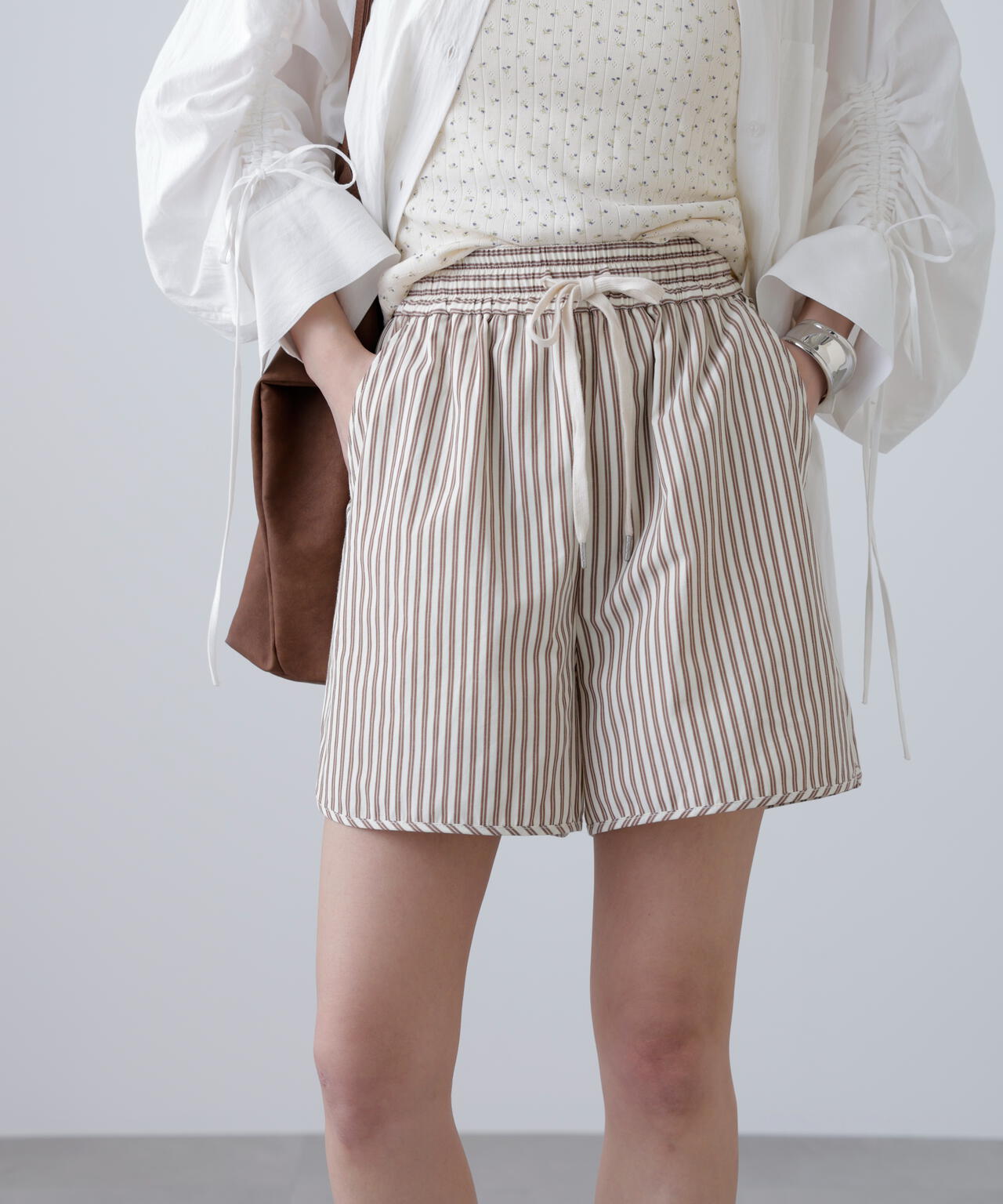 〈セットアップ対応〉ストライプショートパンツ