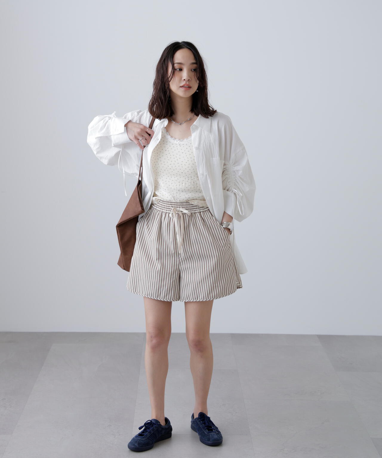 〈セットアップ対応〉ストライプショートパンツ