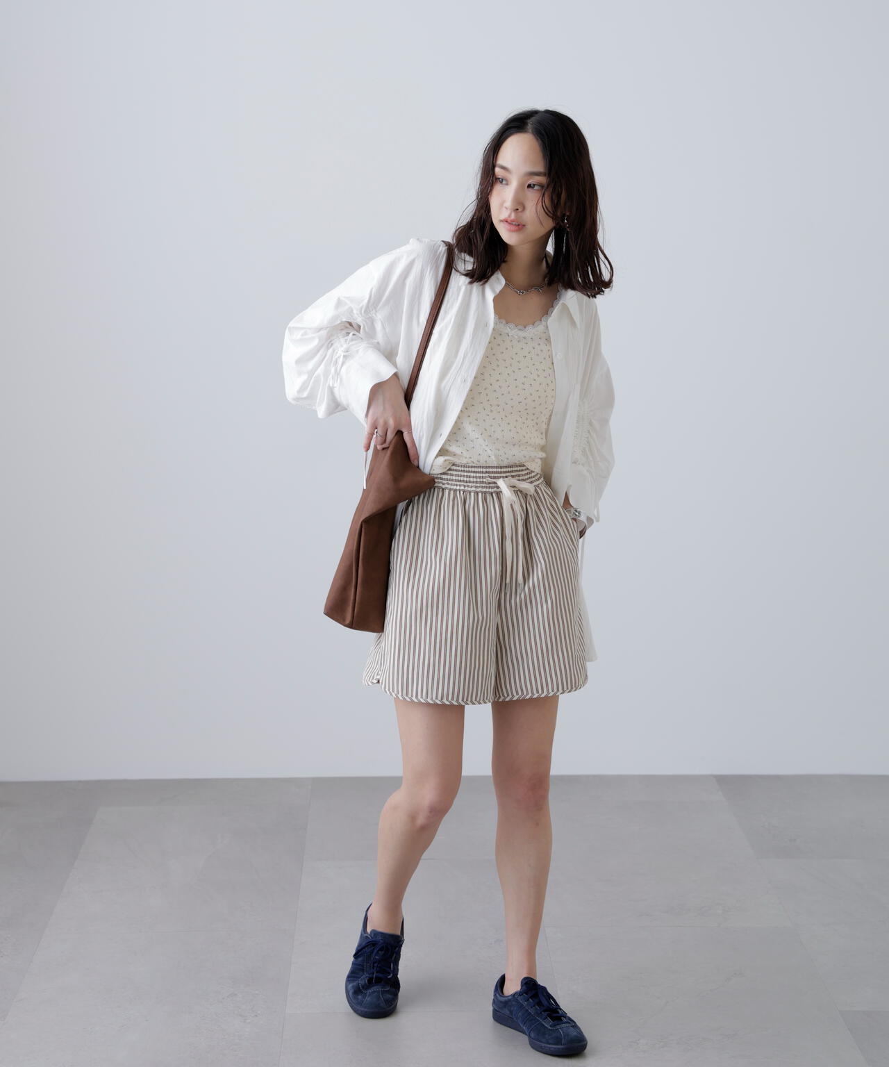 〈セットアップ対応〉ストライプショートパンツ