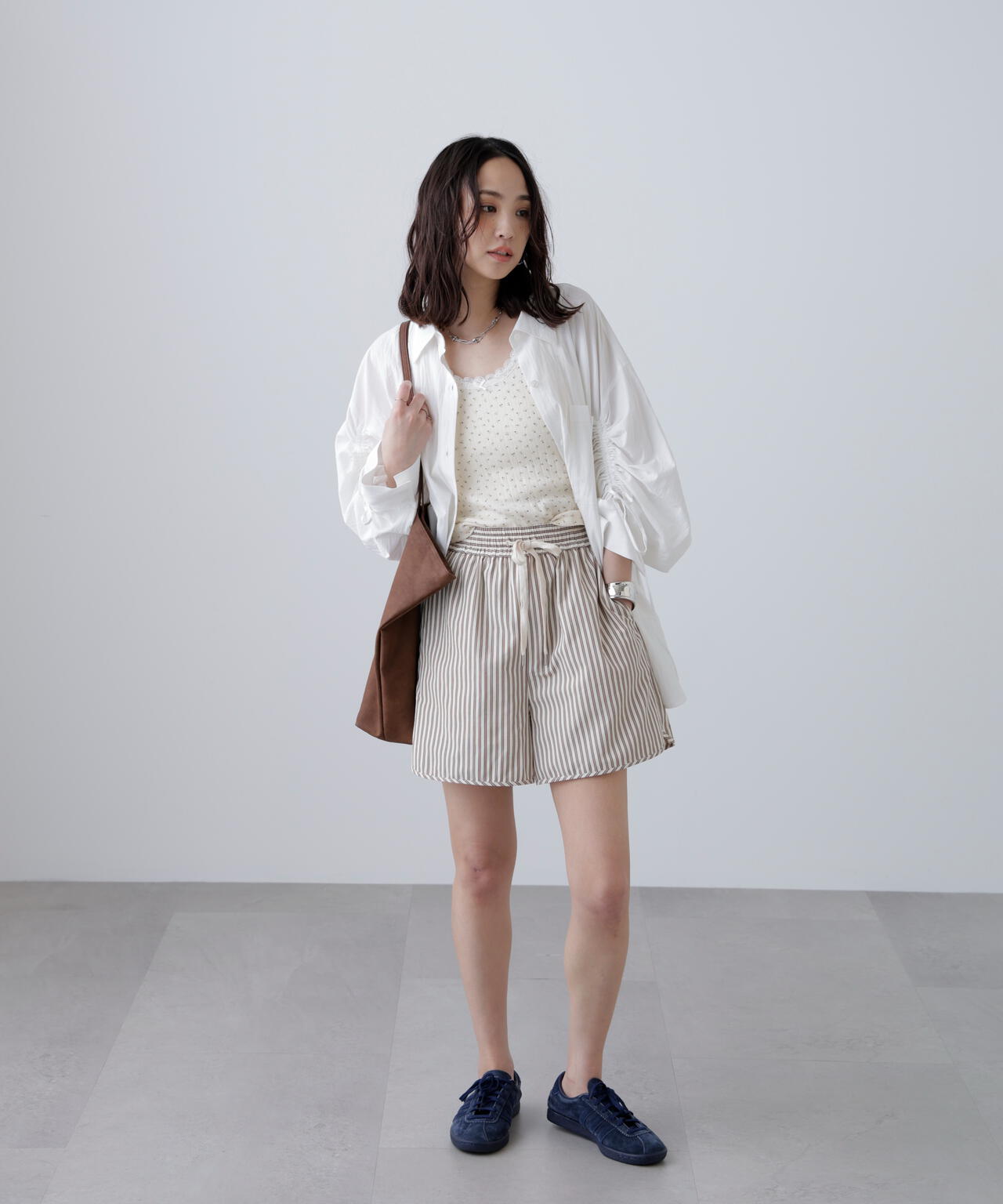 〈セットアップ対応〉ストライプショートパンツ