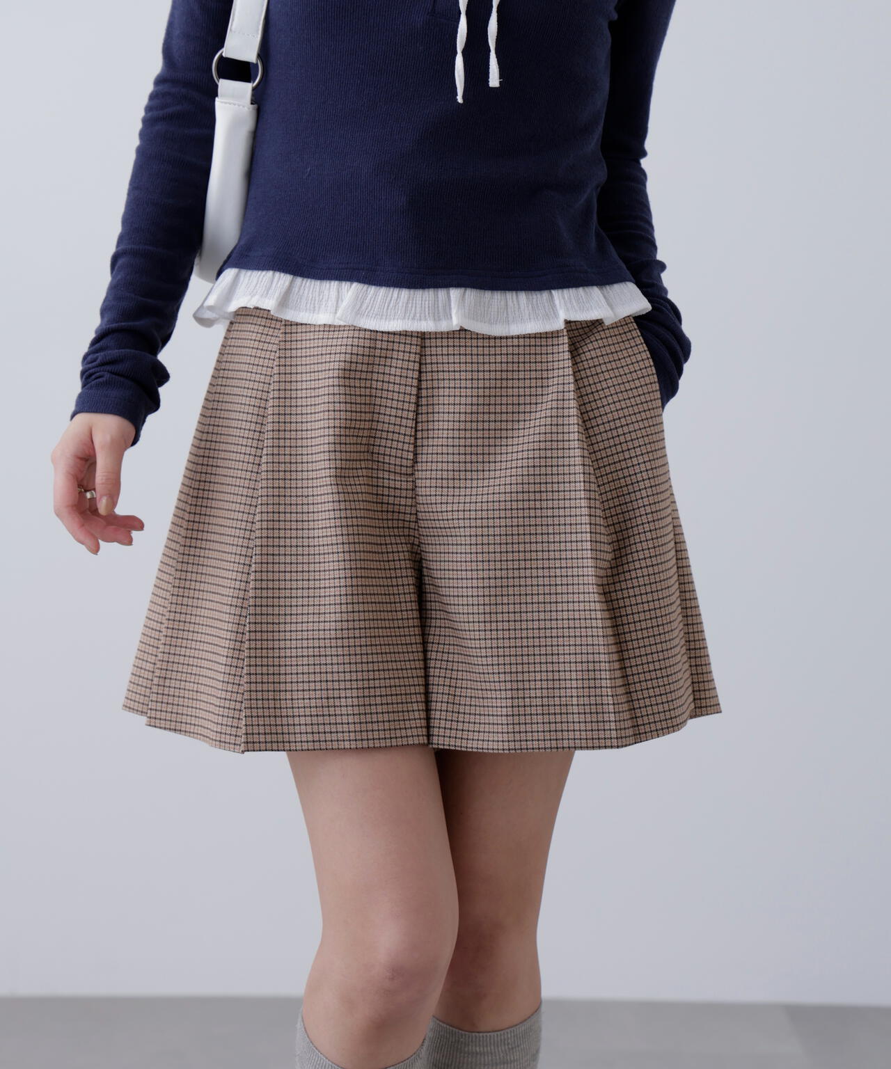 〈セットアップ対応〉ツータックキュロットパンツ