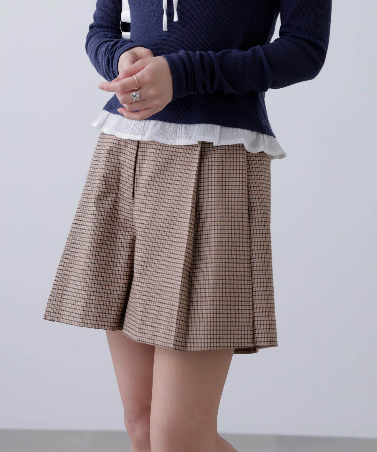 〈セットアップ対応〉ツータックキュロットパンツ