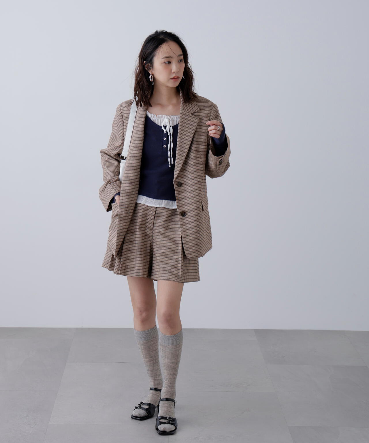 〈セットアップ対応〉ツータックキュロットパンツ