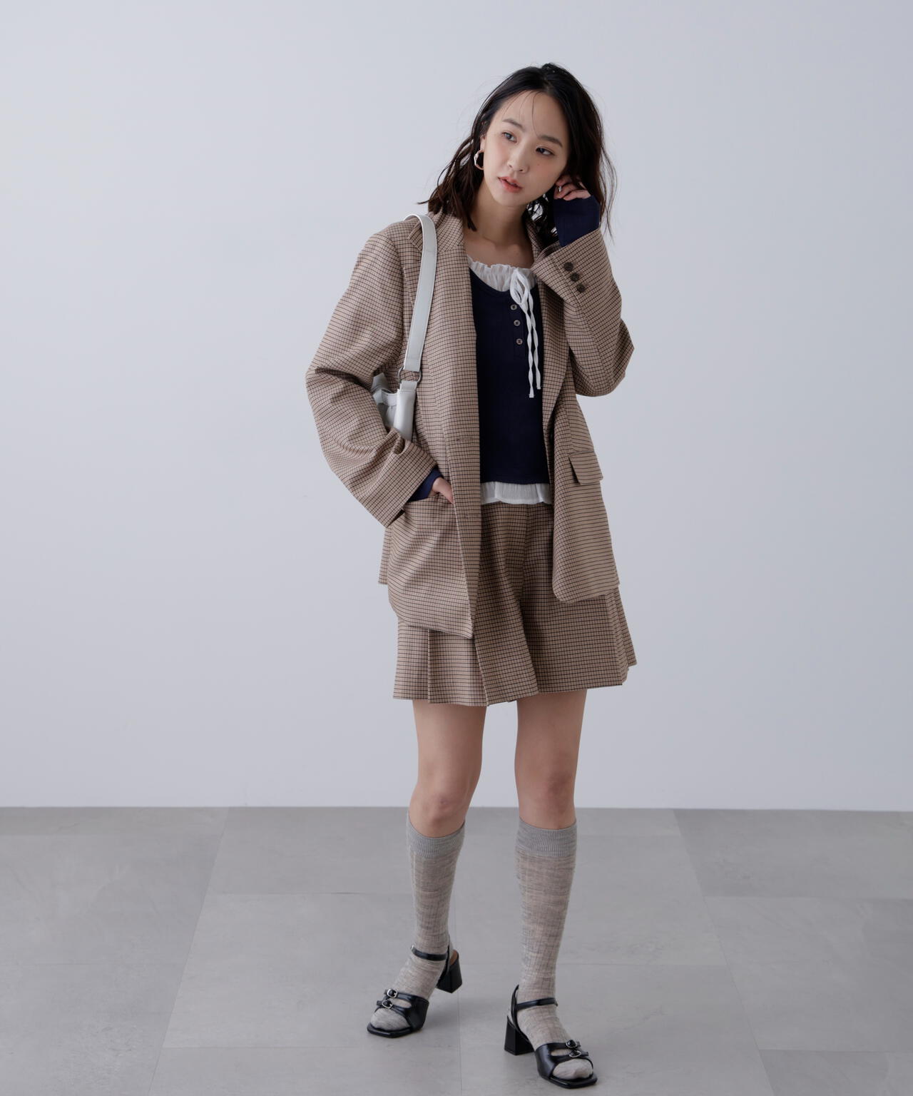 〈セットアップ対応〉ツータックキュロットパンツ