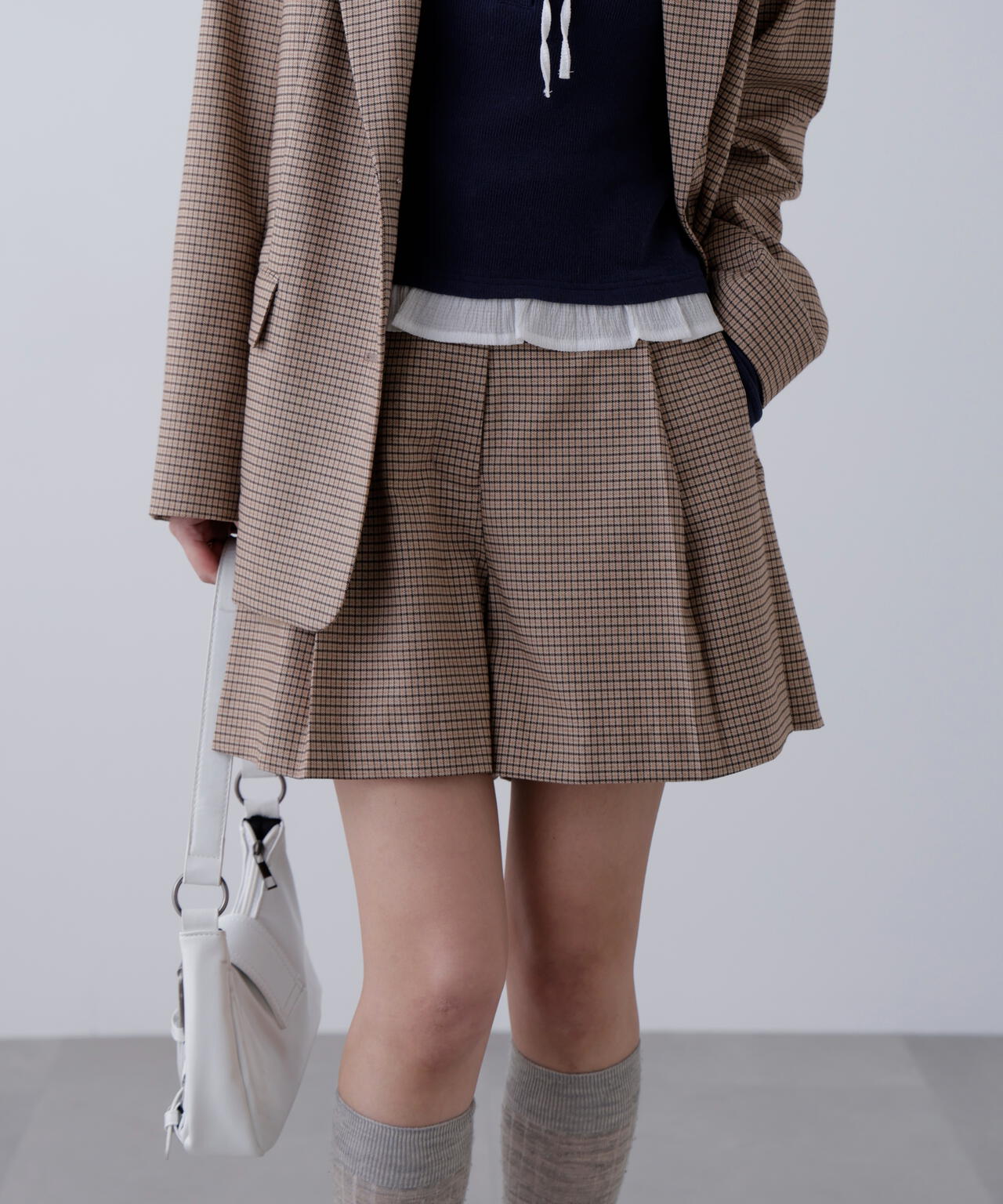 〈セットアップ対応〉ツータックキュロットパンツ