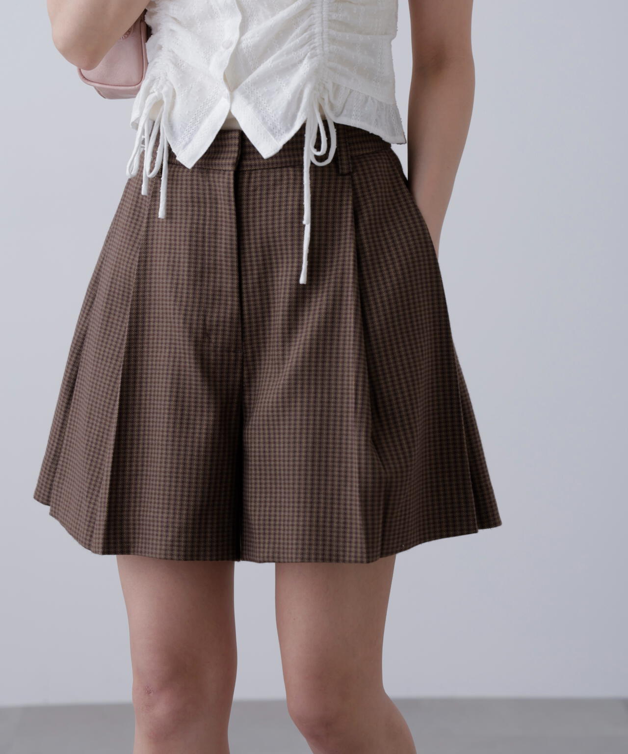 〈セットアップ対応〉ツータックキュロットパンツ