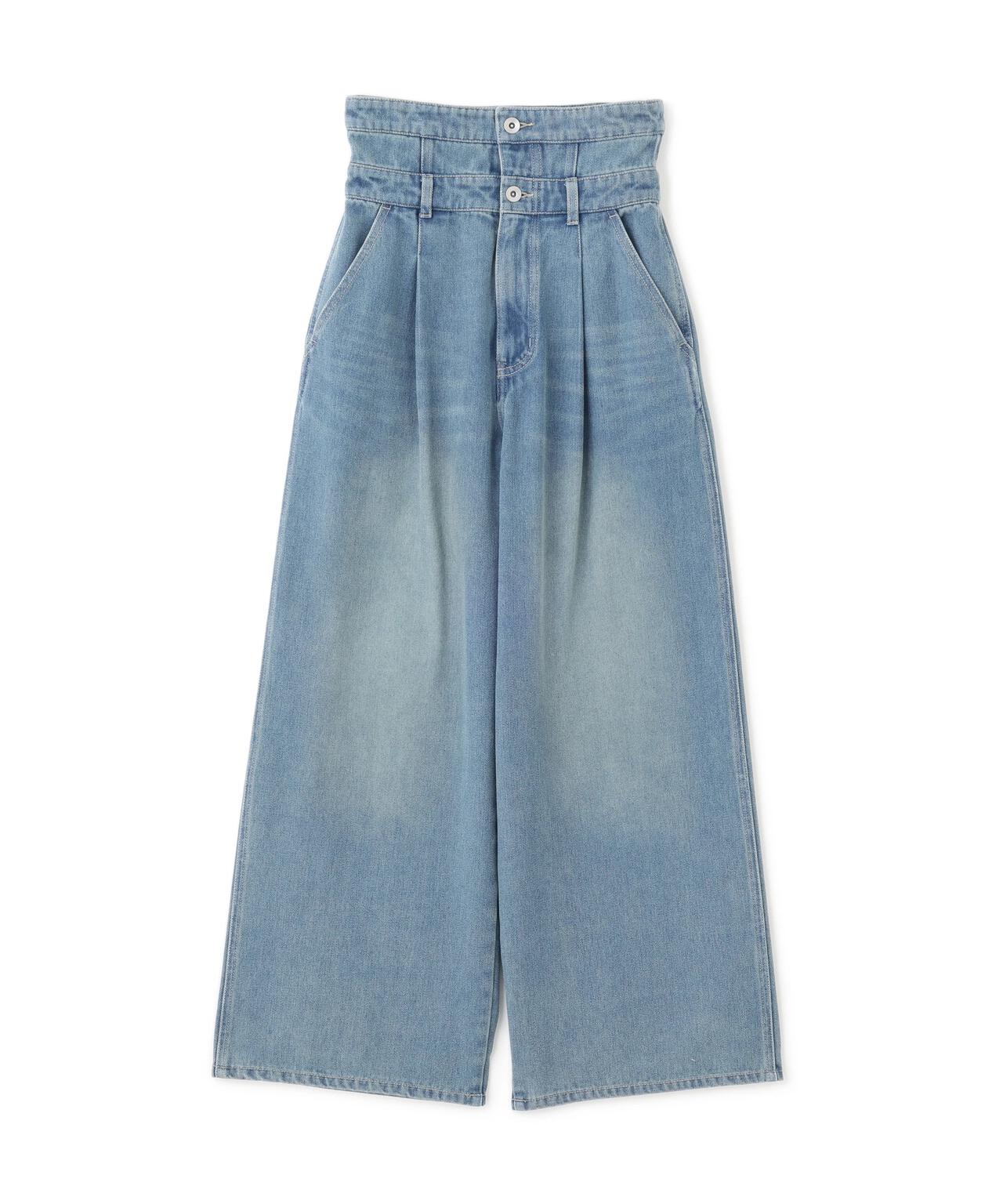 折り返しハイウエストデニムパンツ