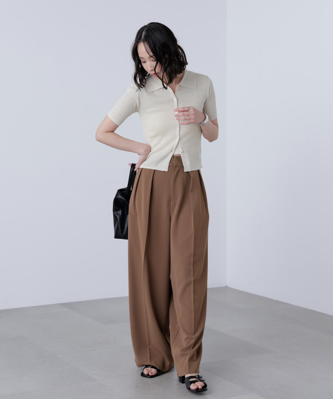 【はかな企画】【低身長向けXXSあり】2タックハイウエストスラックス〈MFM〉