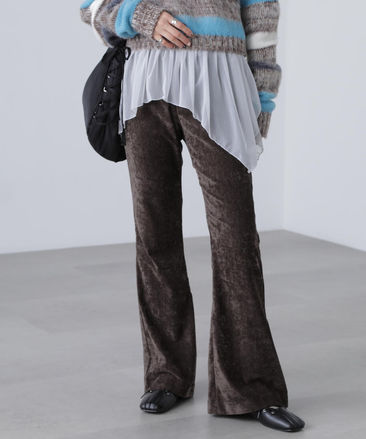 ベロアフレアレギンスパンツ