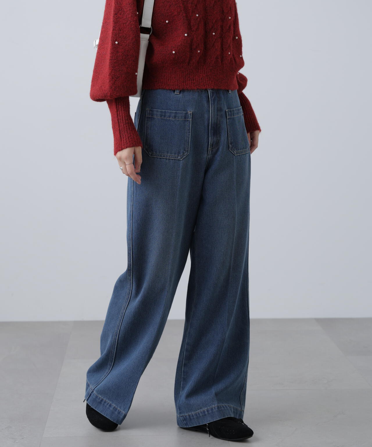 フロントポケットソフトバギーデニムパンツ