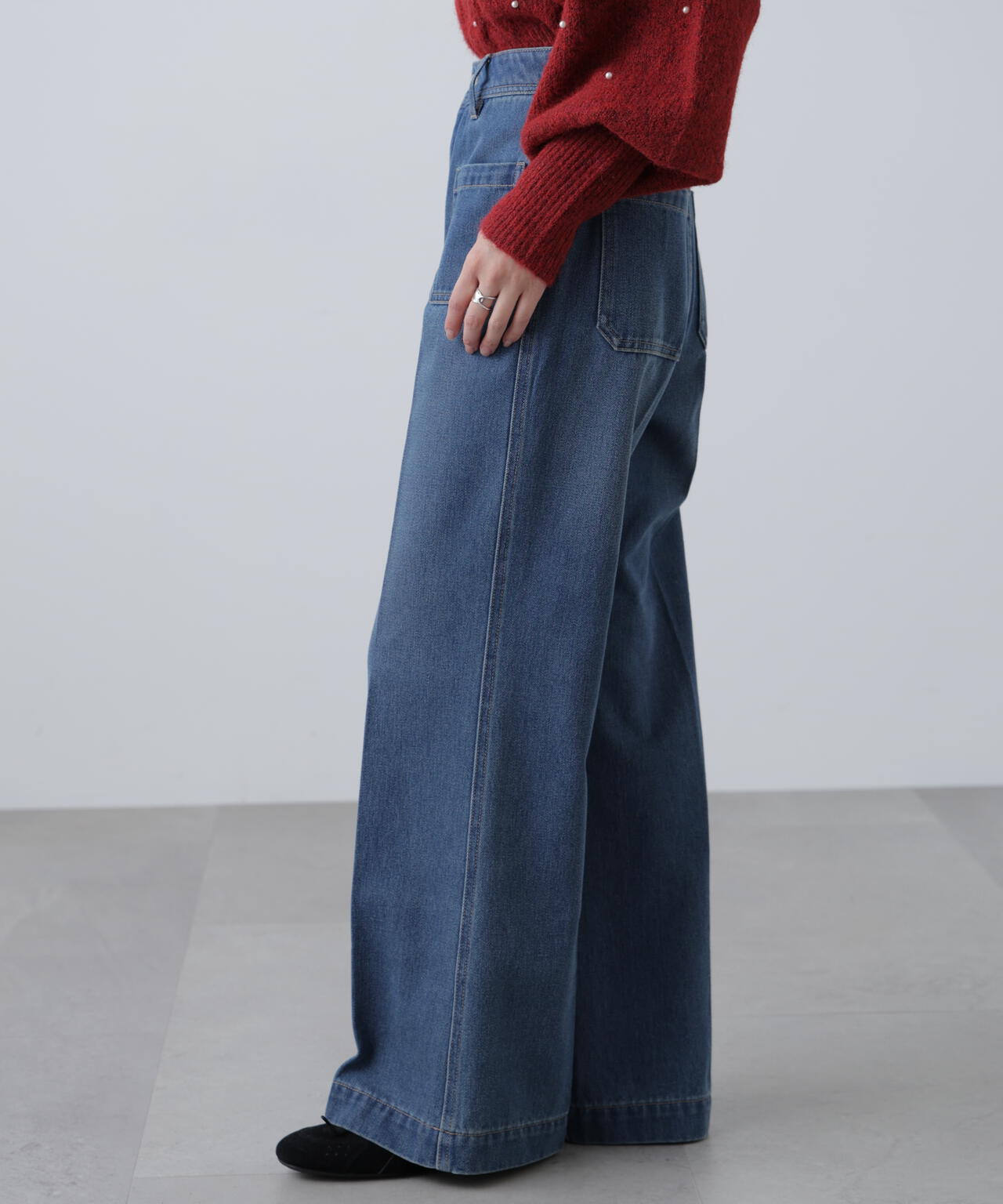 フロントポケットソフトバギーデニムパンツ