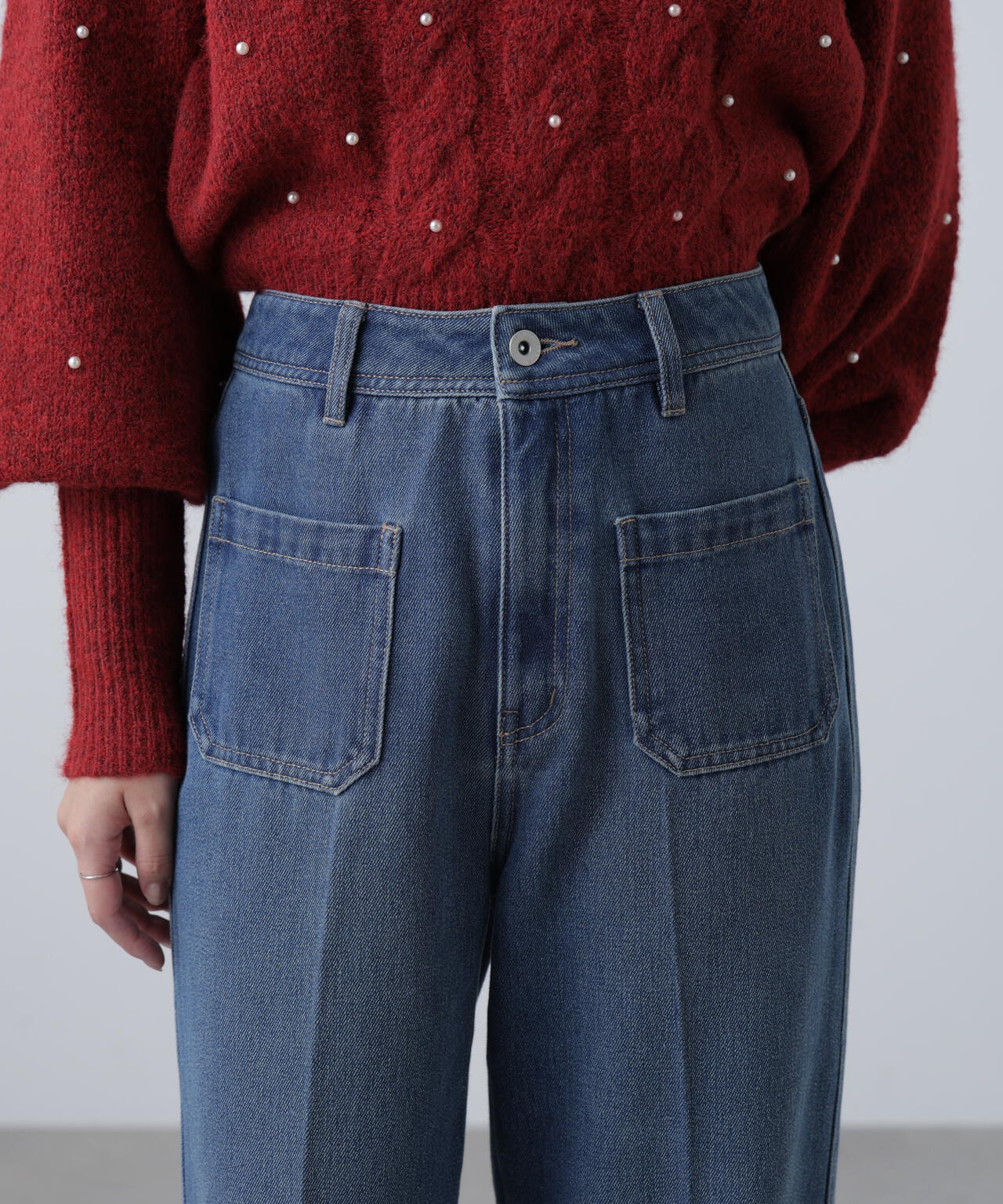 フロントポケットソフトバギーデニムパンツ