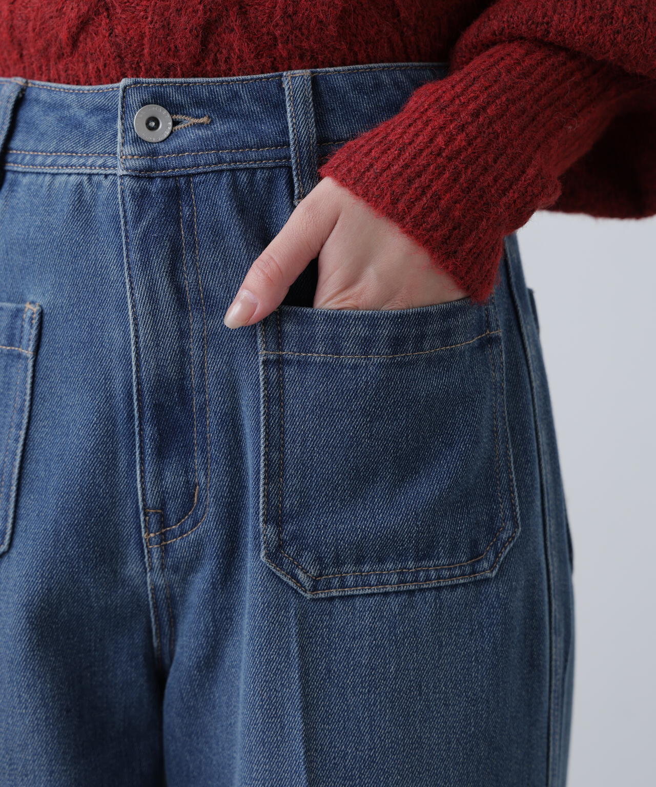 フロントポケットソフトバギーデニムパンツ