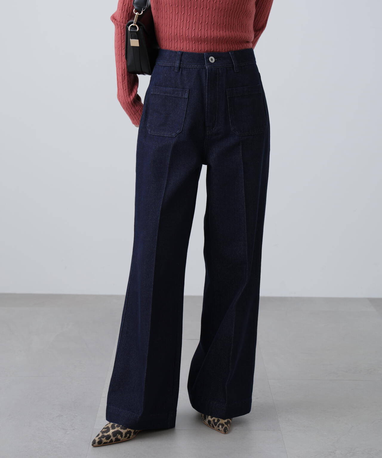 フロントポケットソフトバギーデニムパンツ