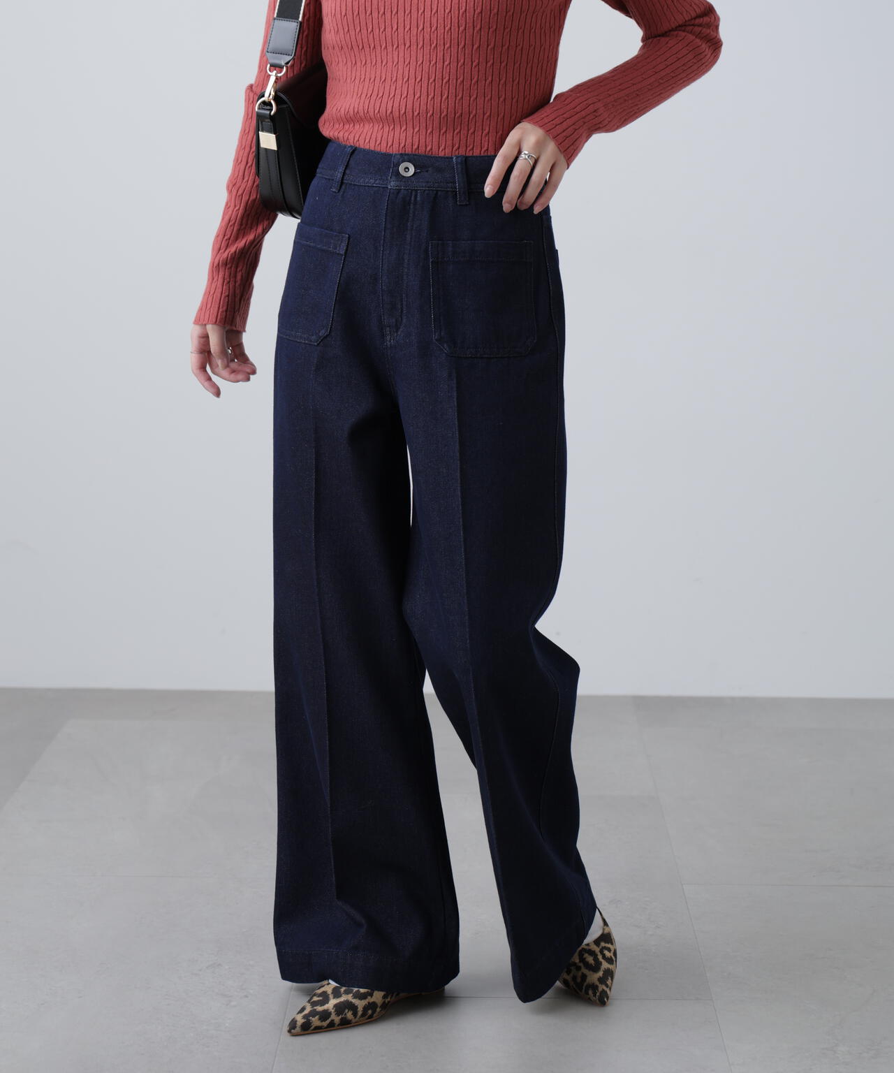 フロントポケットソフトバギーデニムパンツ