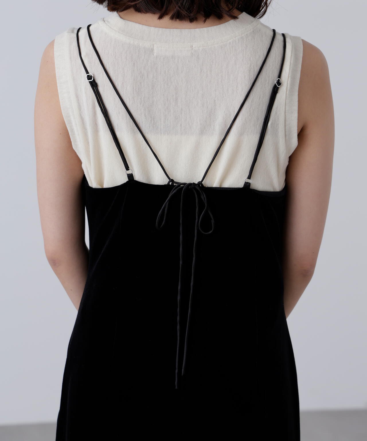 2ストラップベロアキャミワンピース