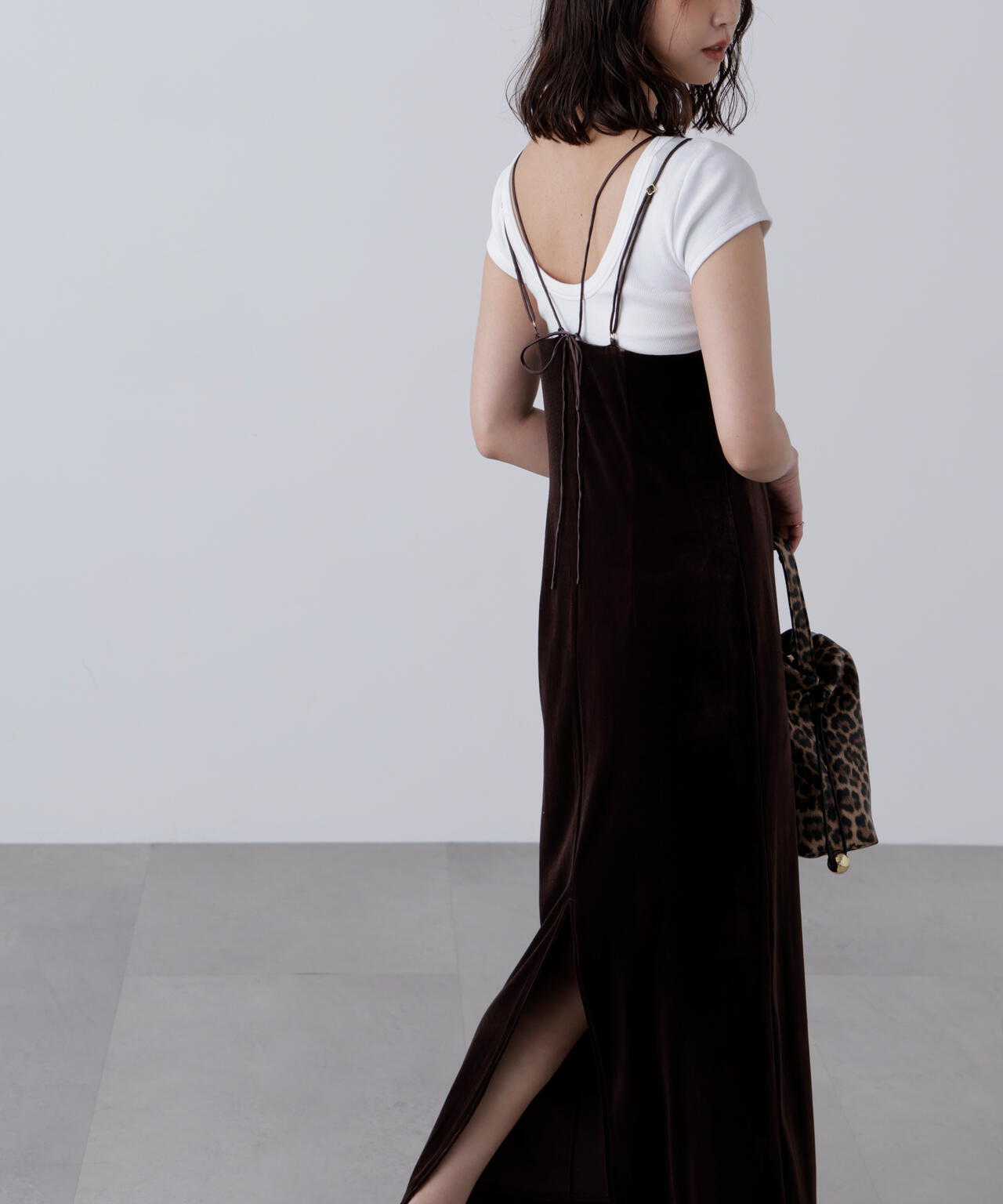 2ストラップベロアキャミワンピース