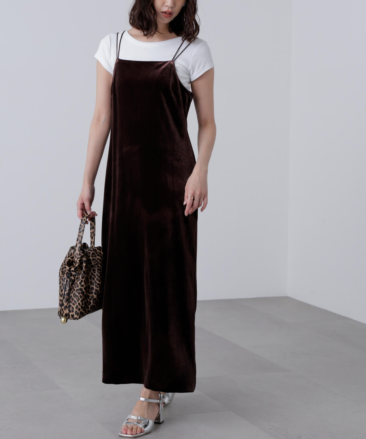 2ストラップベロアキャミワンピース