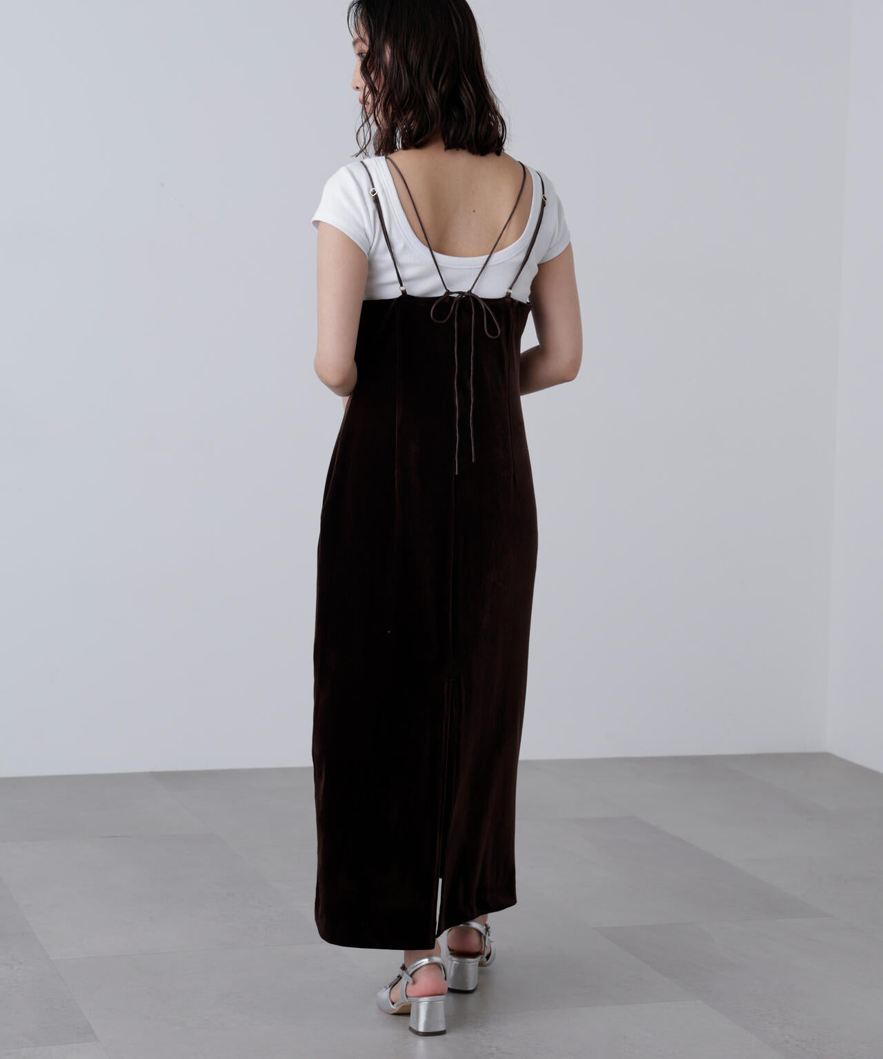 2ストラップベロアキャミワンピース