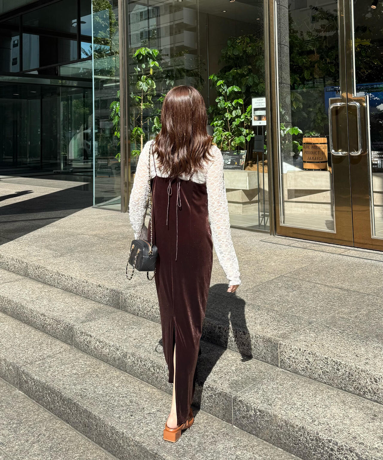 2ストラップベロアキャミワンピース