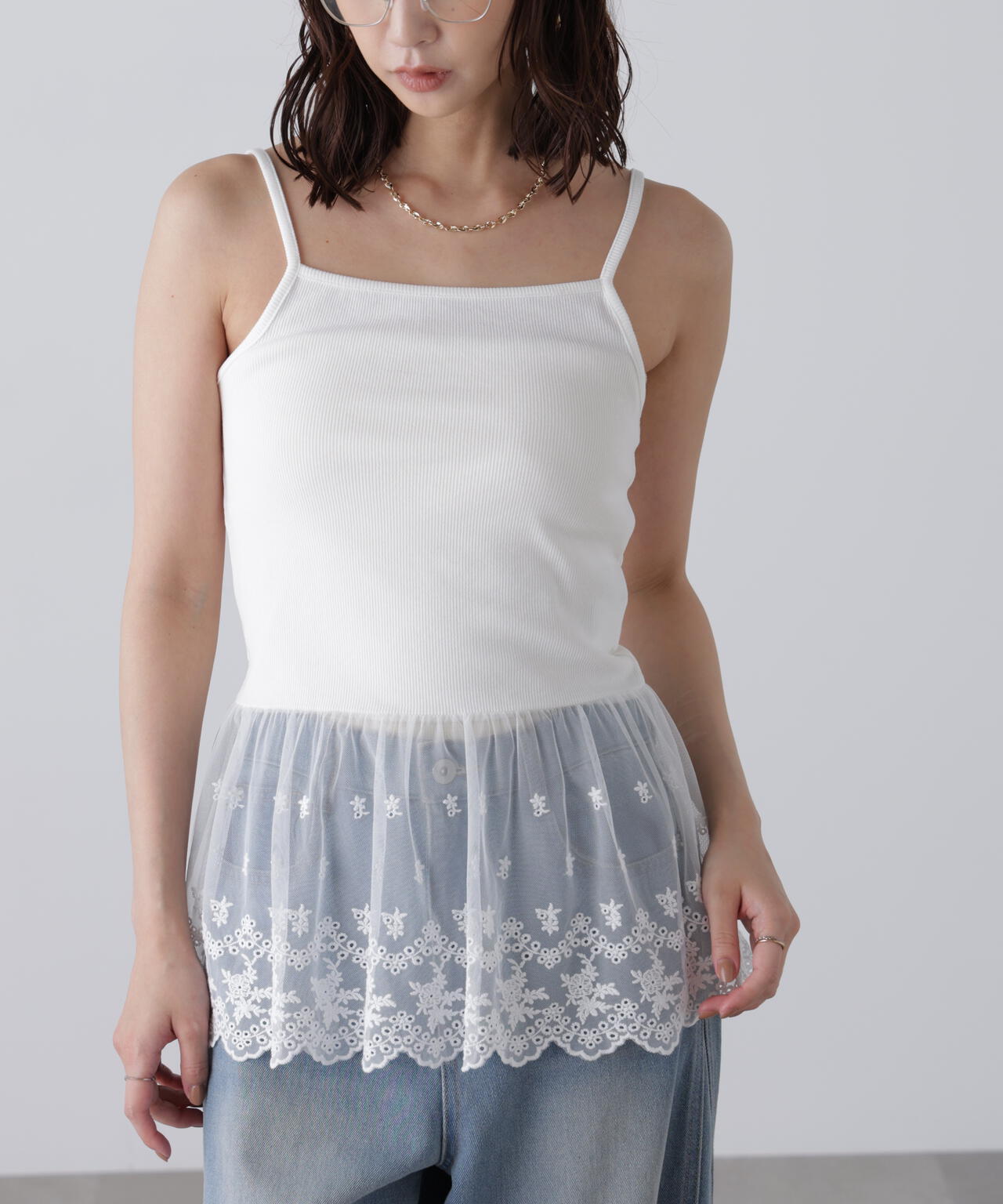 レースドッキングタンクトップ
