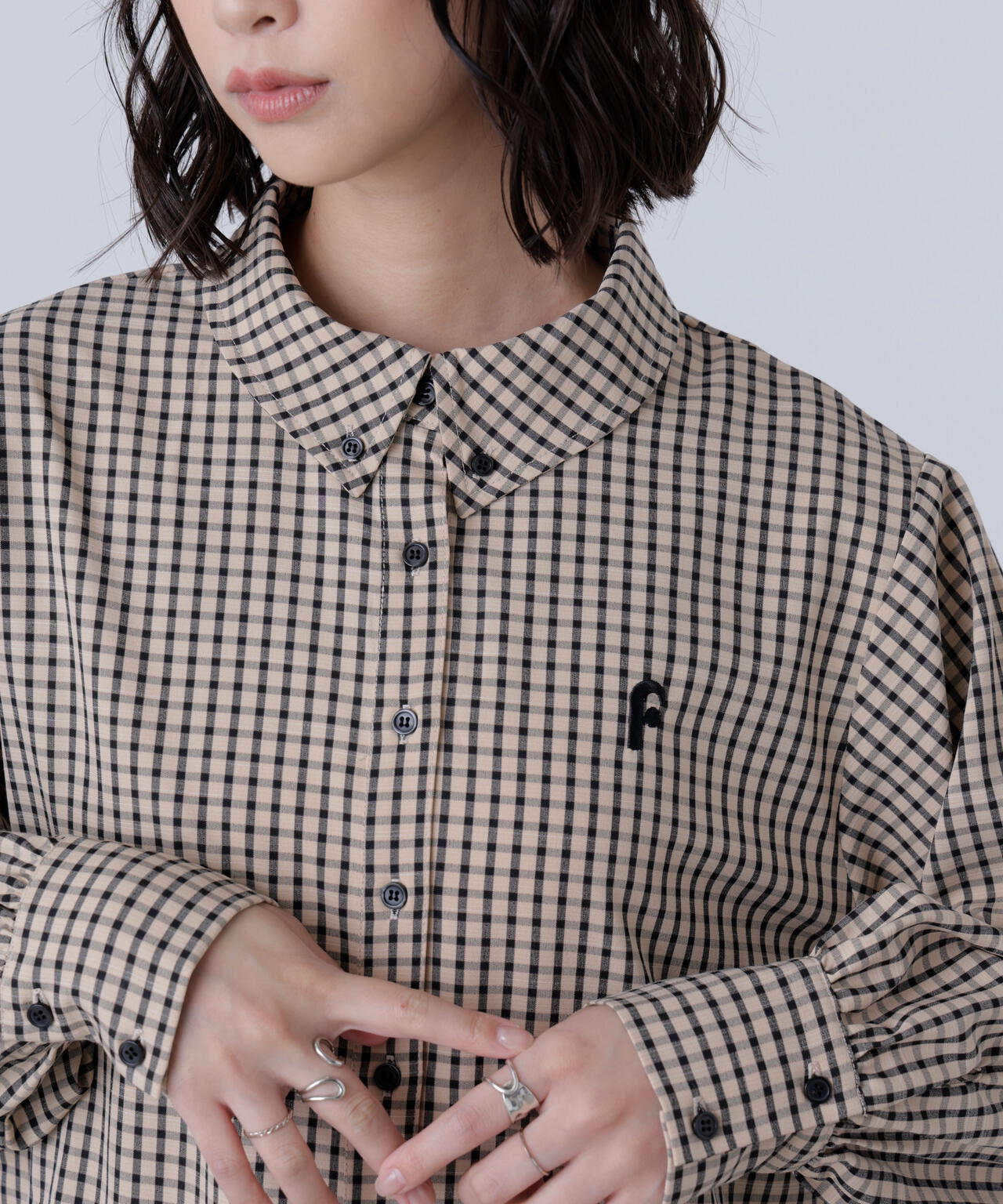 プリーツシャツロングスリーブミニワンピース