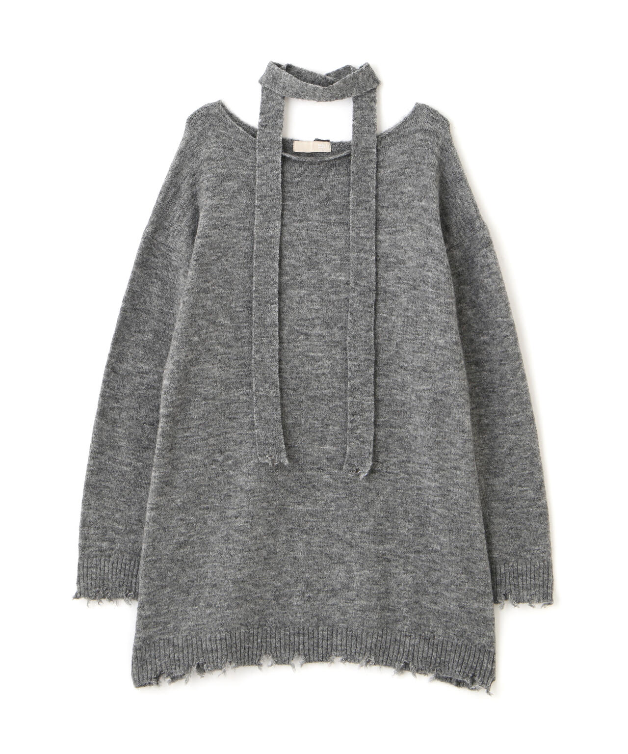 モヘヤ混タイ付きルーズミニワンピース