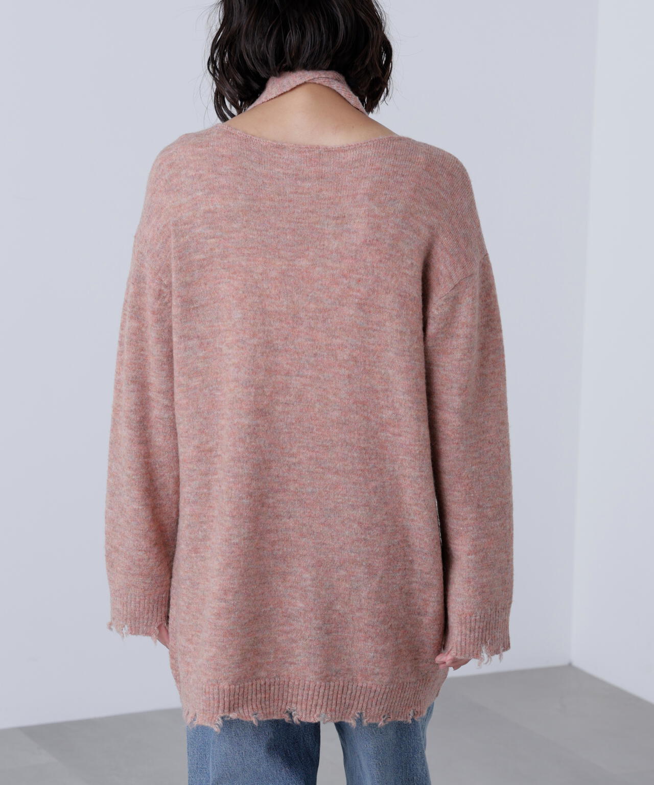 モヘヤ混タイ付きルーズミニワンピース