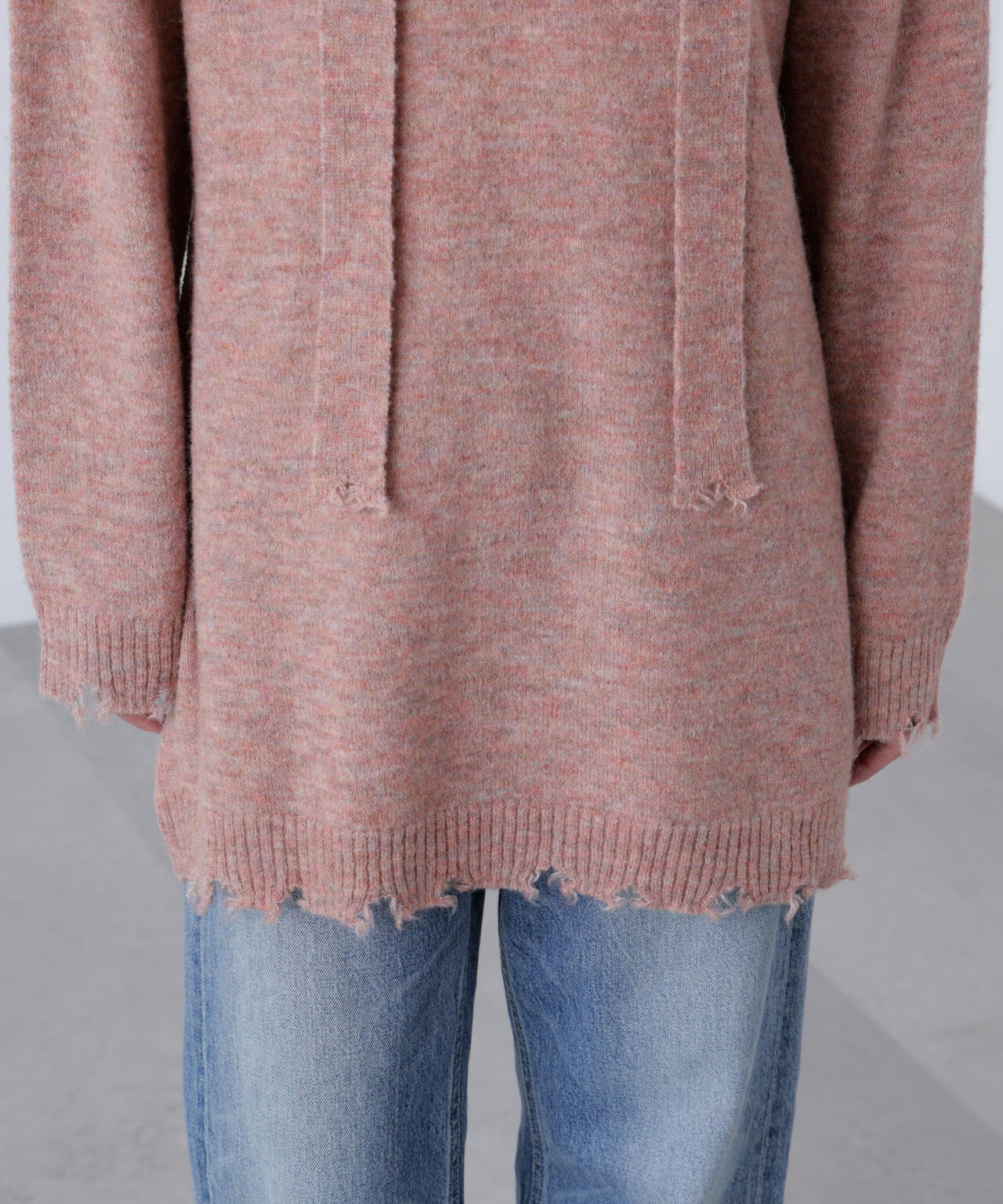 モヘヤ混タイ付きルーズミニワンピース