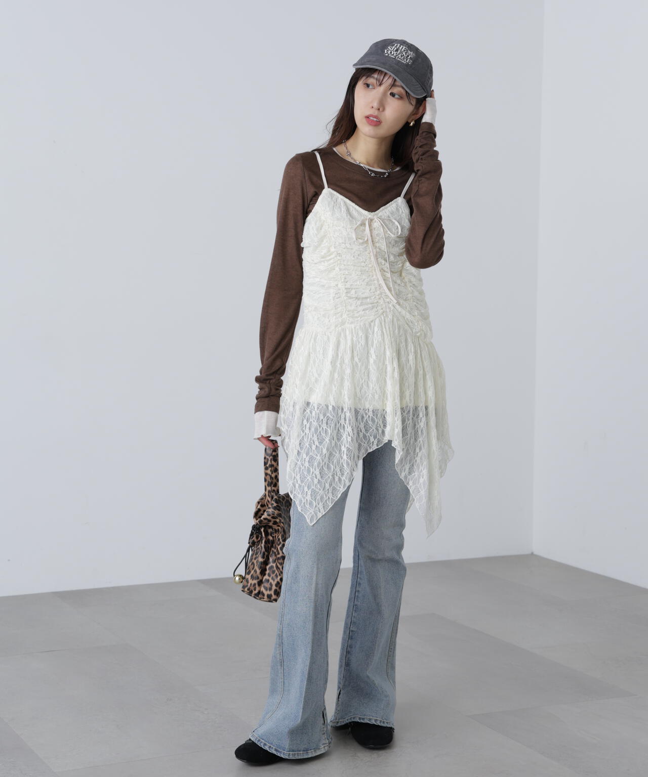 ドロストイレヘムキャミミニワンピース