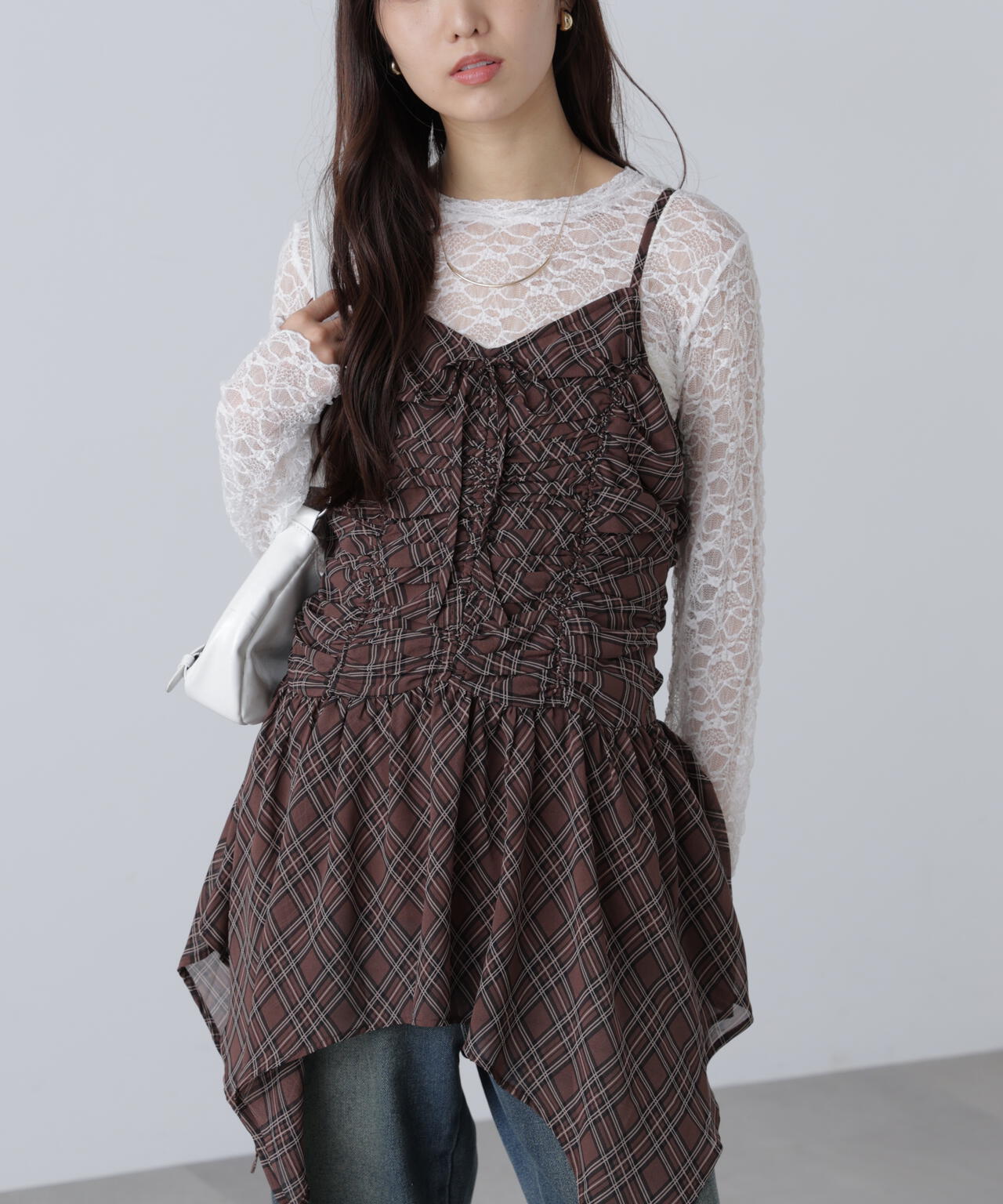 ドロストイレヘムキャミミニワンピース