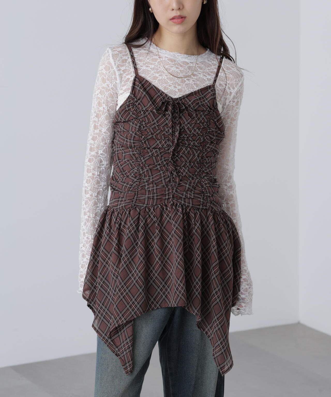 ドロストイレヘムキャミミニワンピース