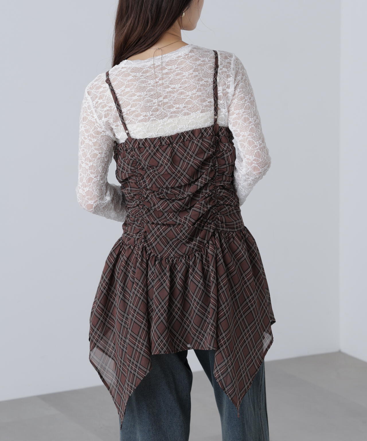 ドロストイレヘムキャミミニワンピース