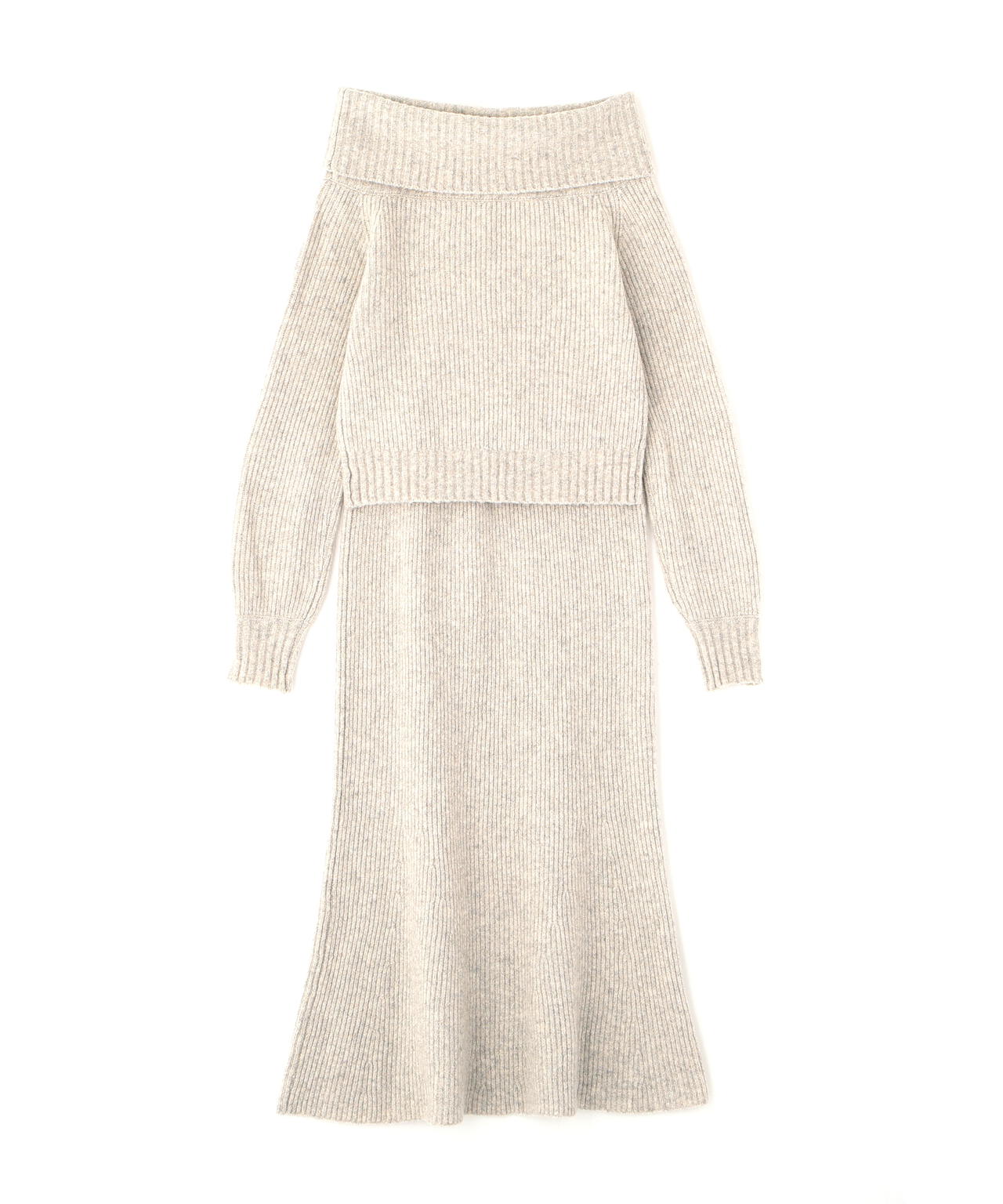 オフショルニットマーメイドスカートセットアップ