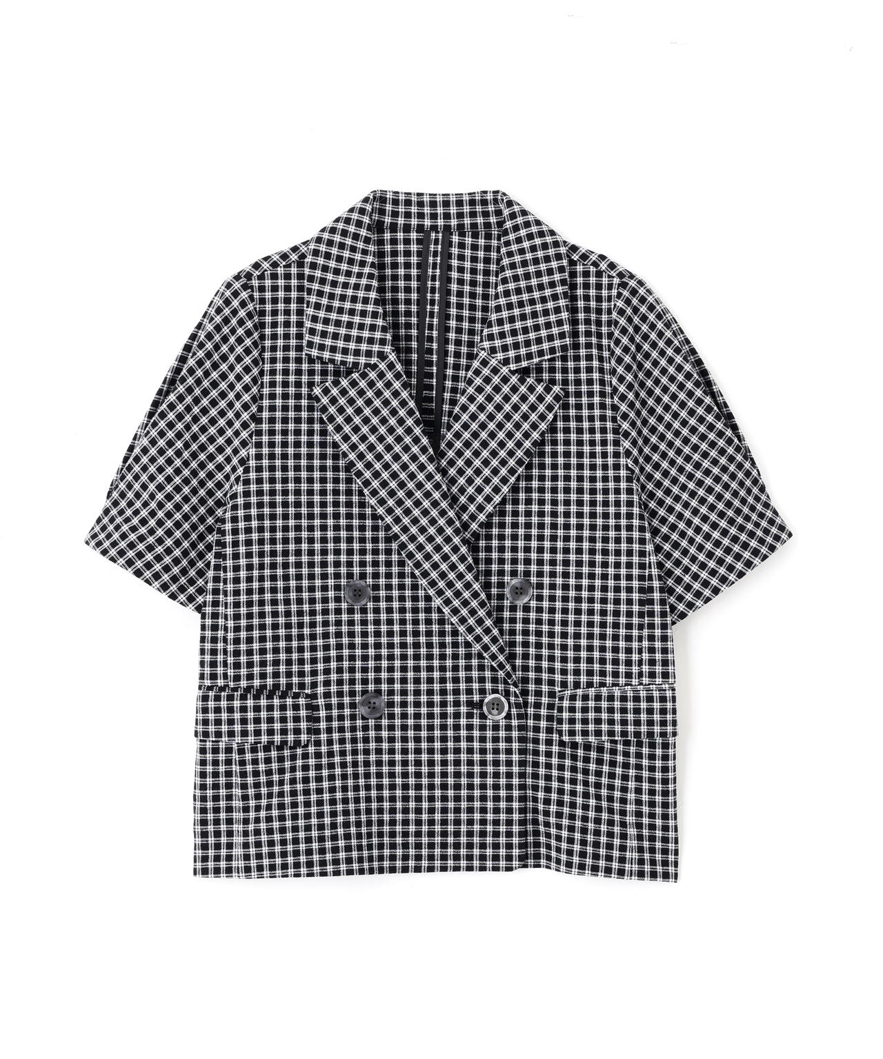 袖コクーンダブルブレストハーフジャケット