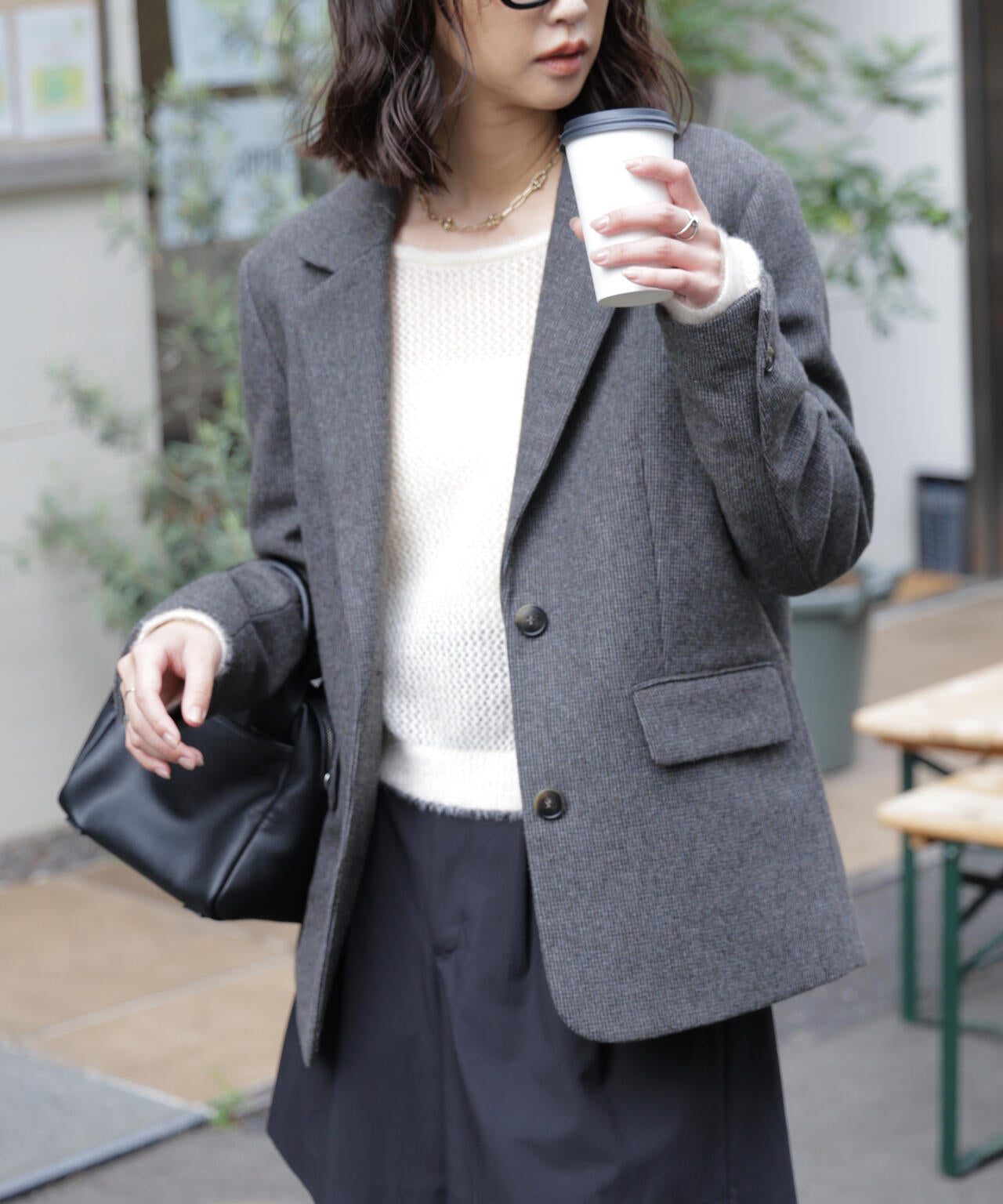 ウール混オーバーサイズジャケット