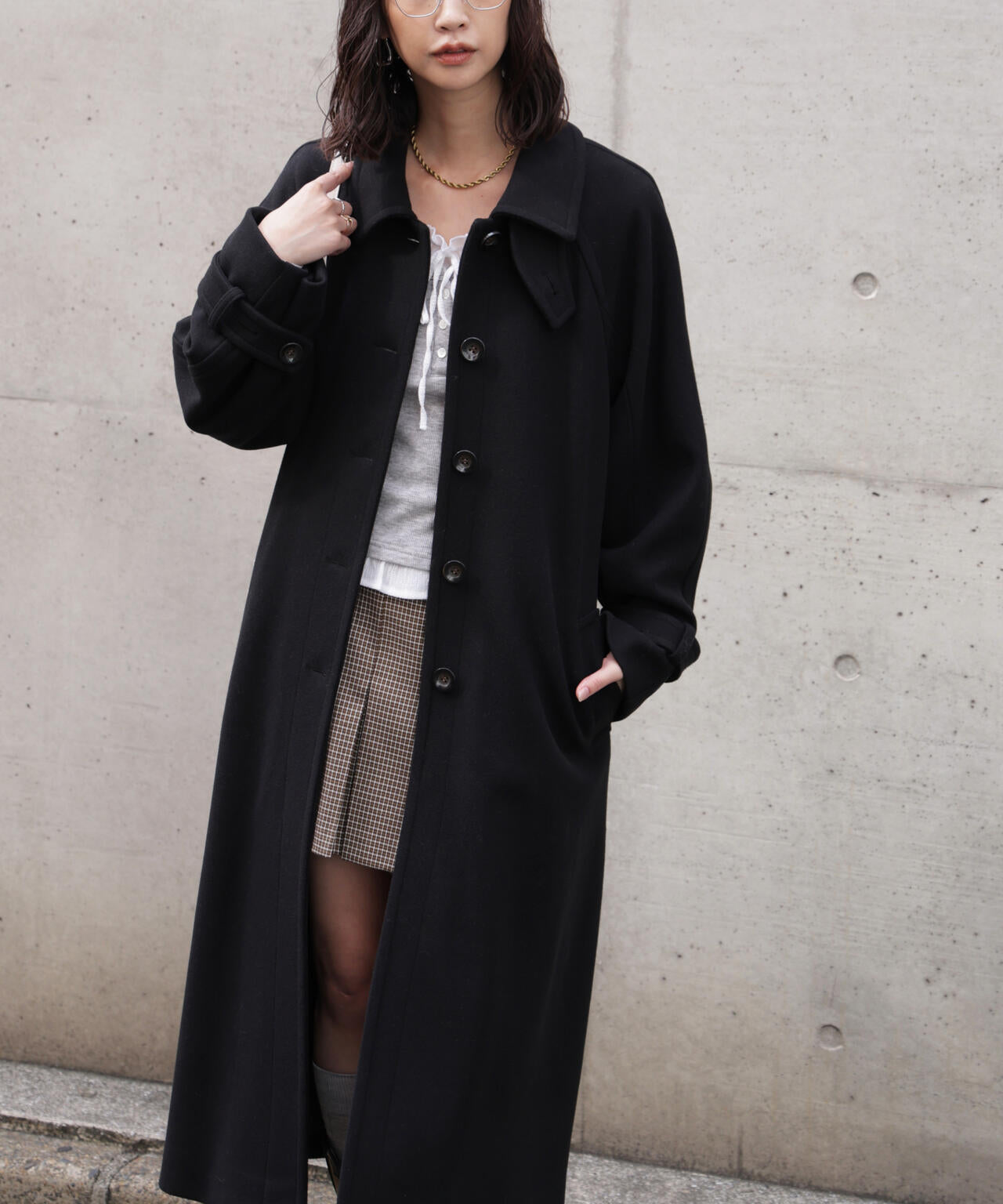 2wayステンカラーロングコート