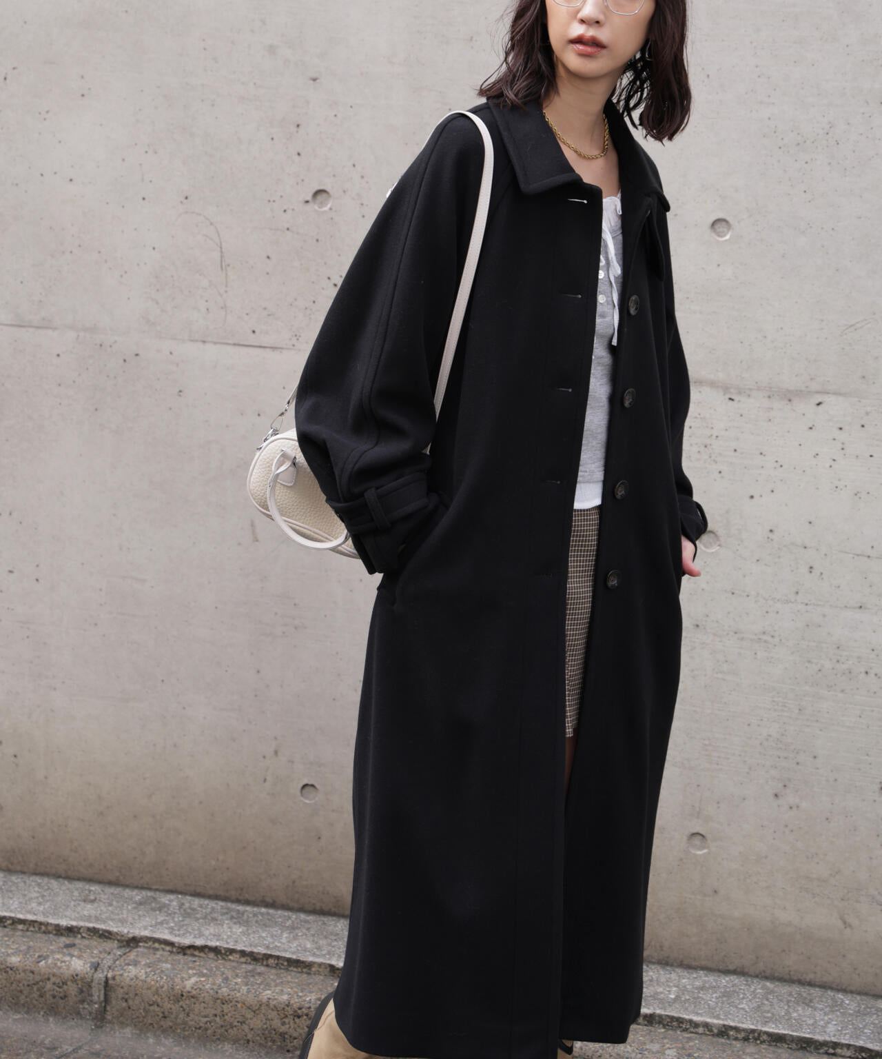 2wayステンカラーロングコート